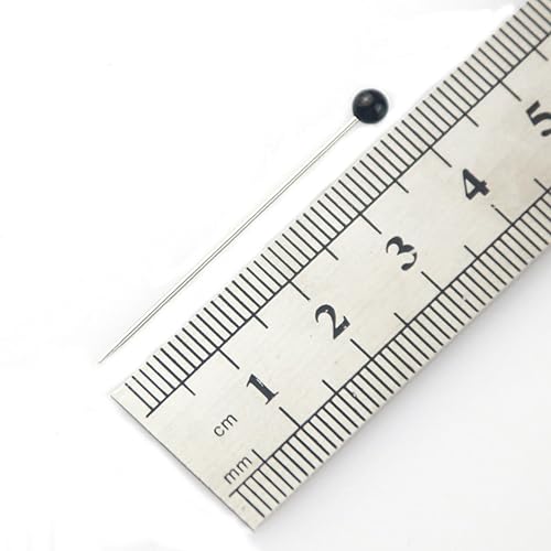 Miniatura 3 de Soochat Alfileres de costura negros, alfileres de cabeza rectos, alfileres de cabeza de cristal para bodas, flores, ojales, ramilletes, manualidades