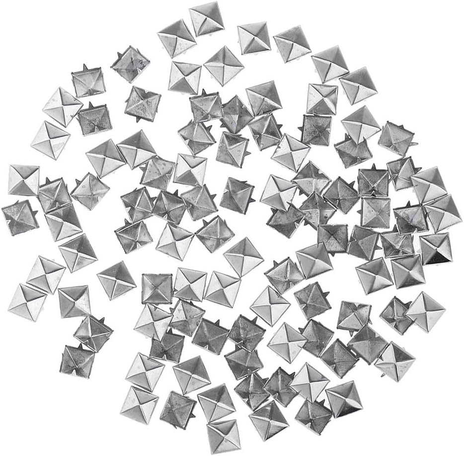 FABLOFT® 3x100Pcs Square Pyramid Rivet Studs Spike Screw Craft DIY Embellishment Silver