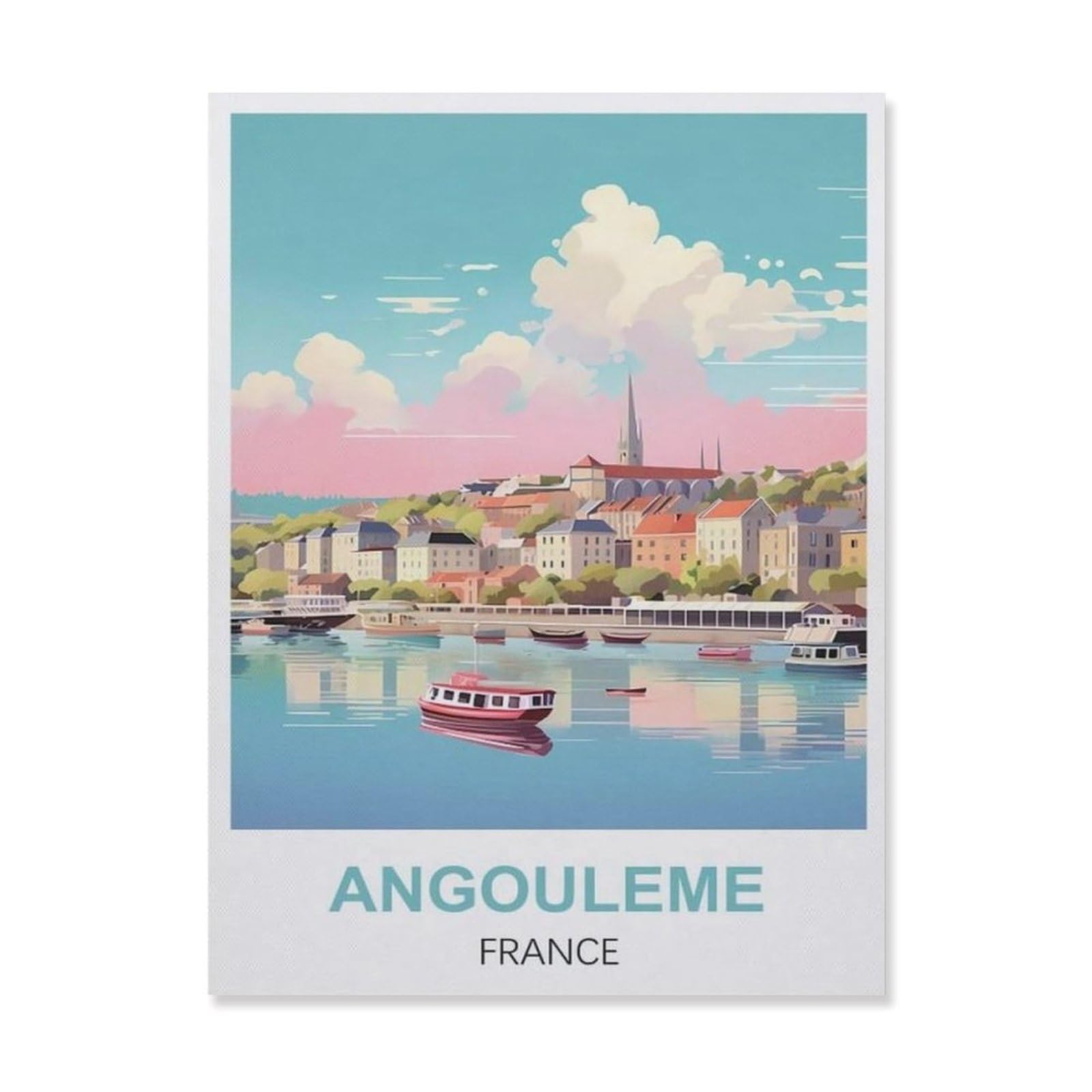 Vintage Wall Decor Metal Poster Plaque，Angouleme France(15x30cm）