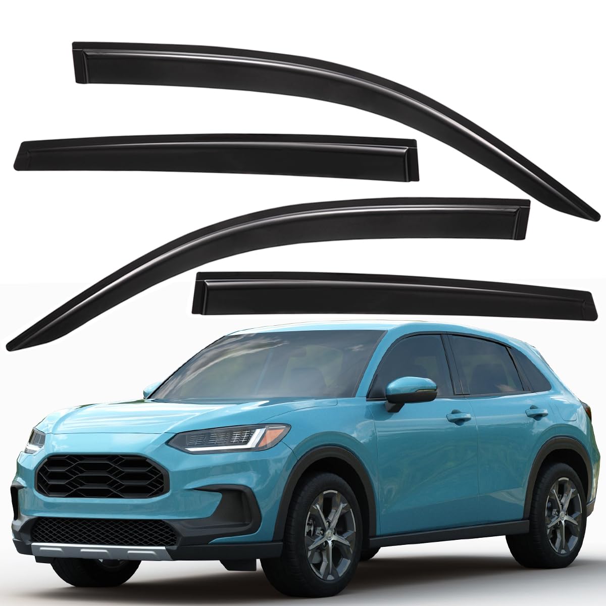 Photo 1 of Lightronic Outside-Mount Side Window Deflectors & Visors Vent Rain Guards, Dark Smoke, 4-Pieces Set, Fits 2023-2024 Honda HR-V