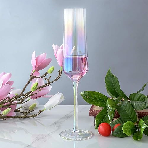 Miniatura 4 de Gutsdoor Juego de 2 copas de champán iridiscentes para boda, Navidad, San Valentín, copas de champán
