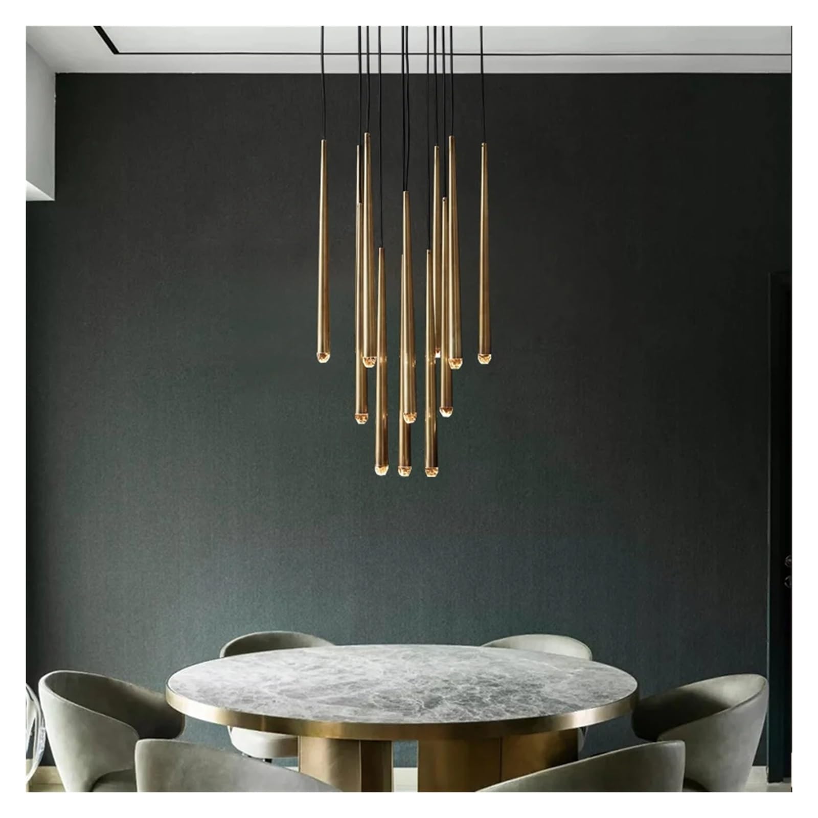 Lampadario Moderno in Cristallo per Sala da Pranzo - Illuminazione per Interni, Bar, casa, Cucina, Scale, lampadario Lungo (Nero, 15 luci)