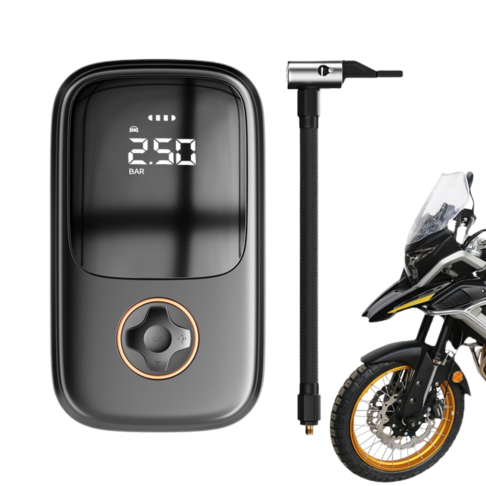 Pompa Elettrica Portatile Da Bicicletta Compressore D'aria Portatile A Più | Con Illuminazione A LED Per Ciclismo Su Strada, Automobile, Bici Da Città, Outdoor