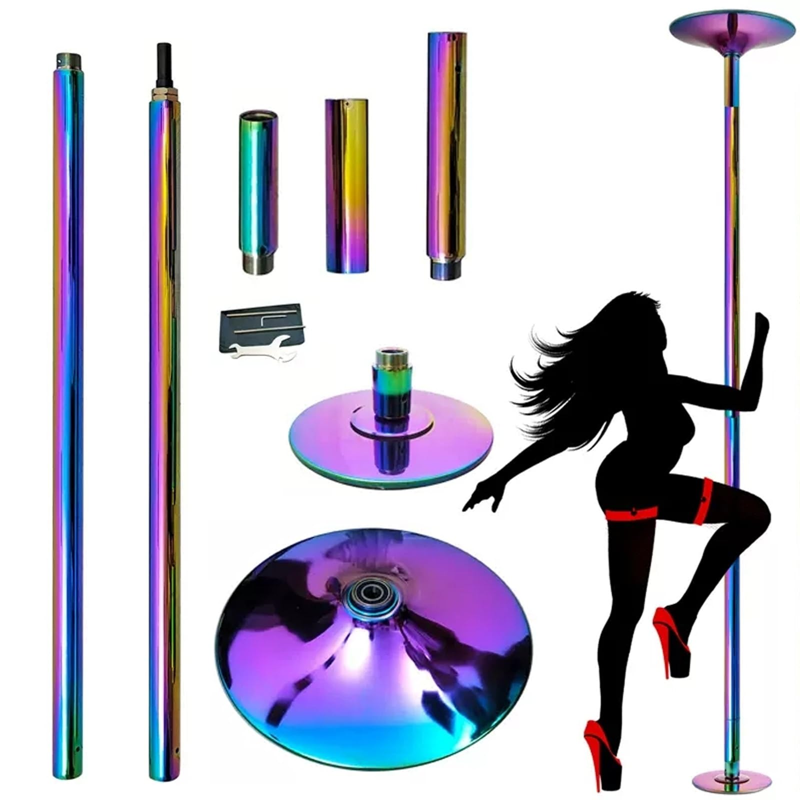 Poteau de strip-teaseur 45mm avec hauteur réglable sans perçage pour club et maison
