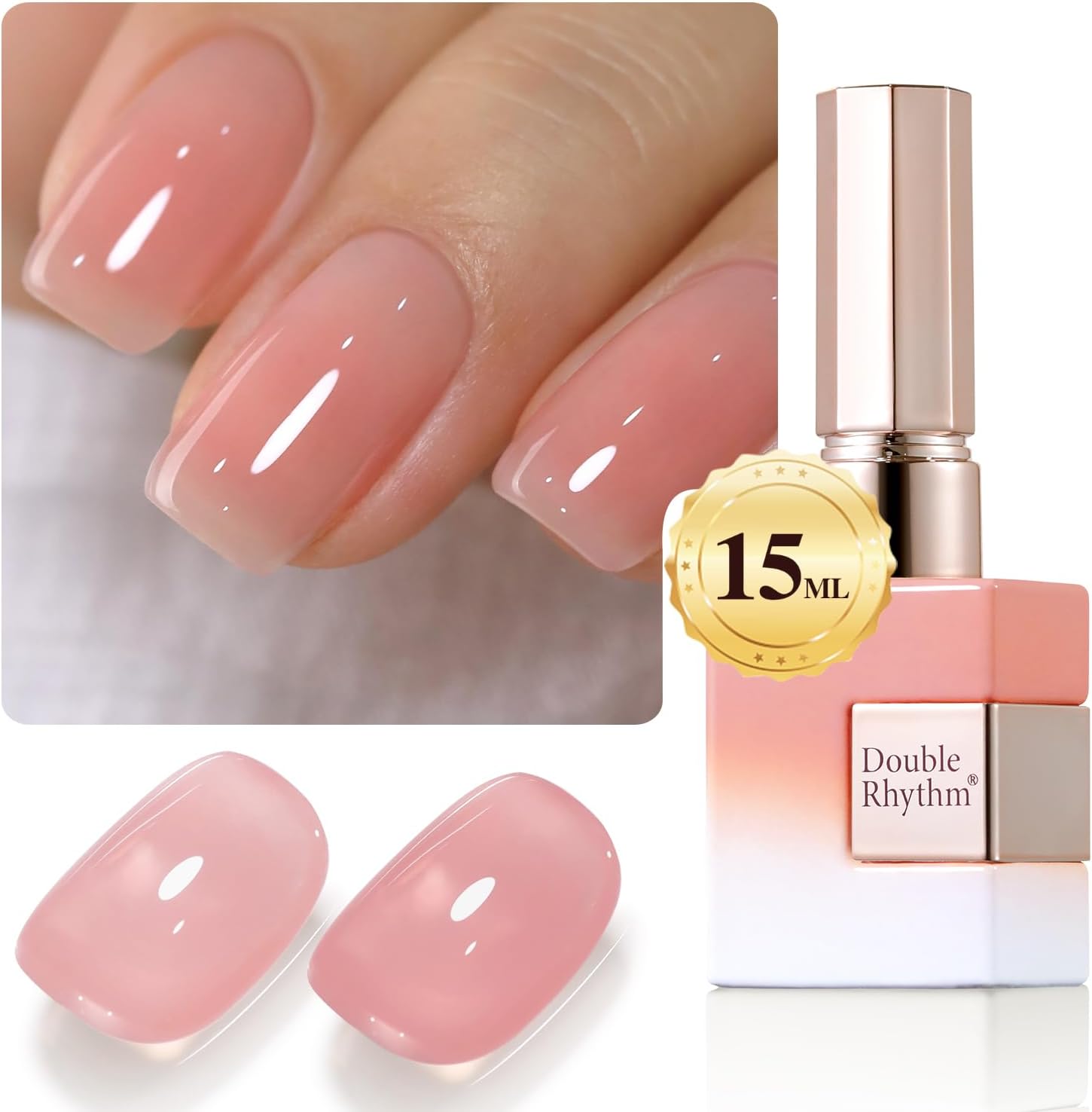 Translucent Gel Polish Sheer Neutral Natural Light Milky Same Color Same Bottle 15ML Jelly Nail Polish Nail Art DIY at Home (Pink Clear-A1323)
