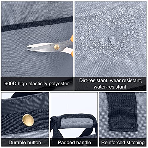 Housolution Garden Tote Bag, 900D Gardening Tool Bag, Garden Tote Storage Bag with Pockets & Long Adjustable Shoulder Strap, Home Tools Organizer Garden Tool Kit Holder, Standable, 14 Inch, Gray