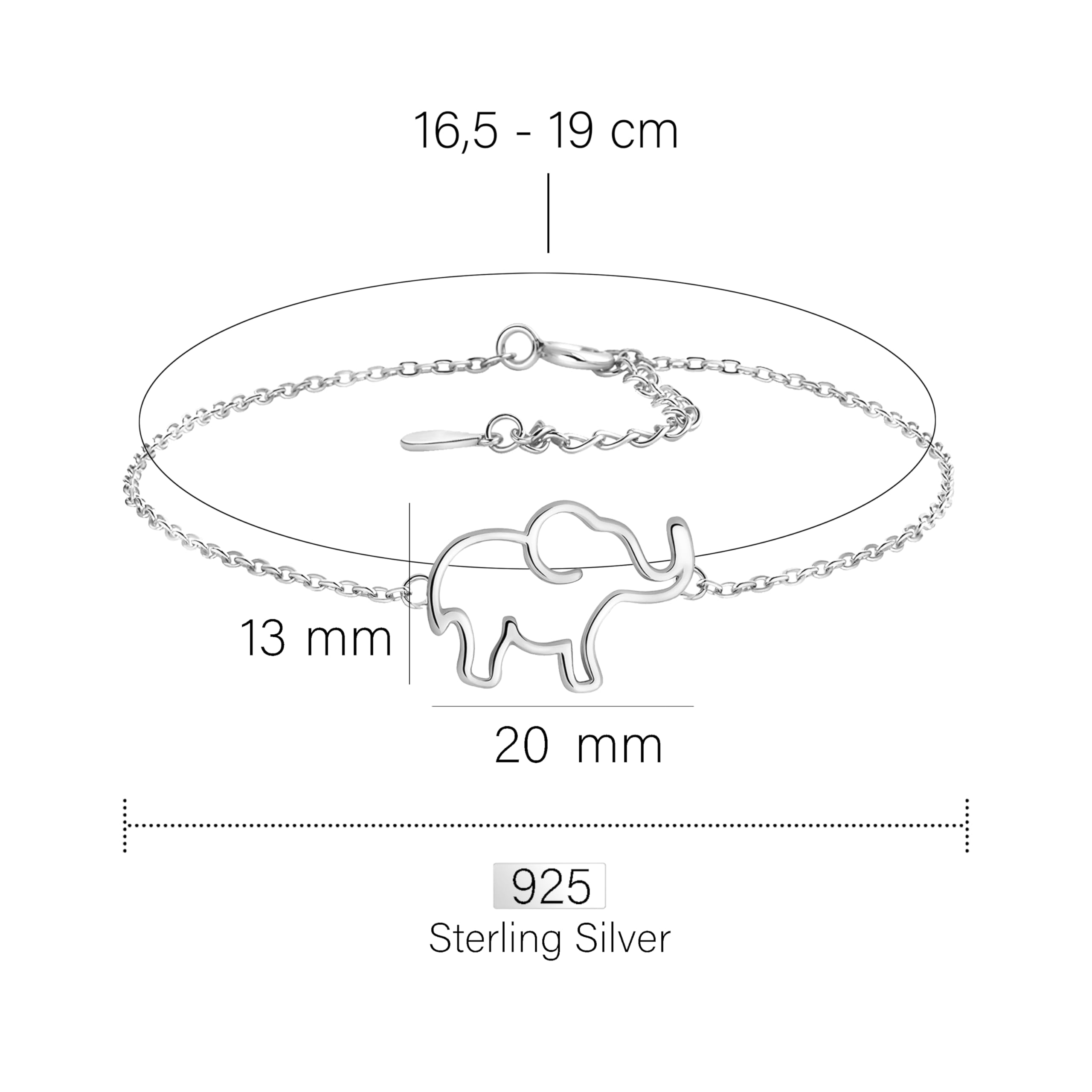 Sofia Milani - Pulsera para Mujeres en Plata de Ley 925 - Colgante de Elefante