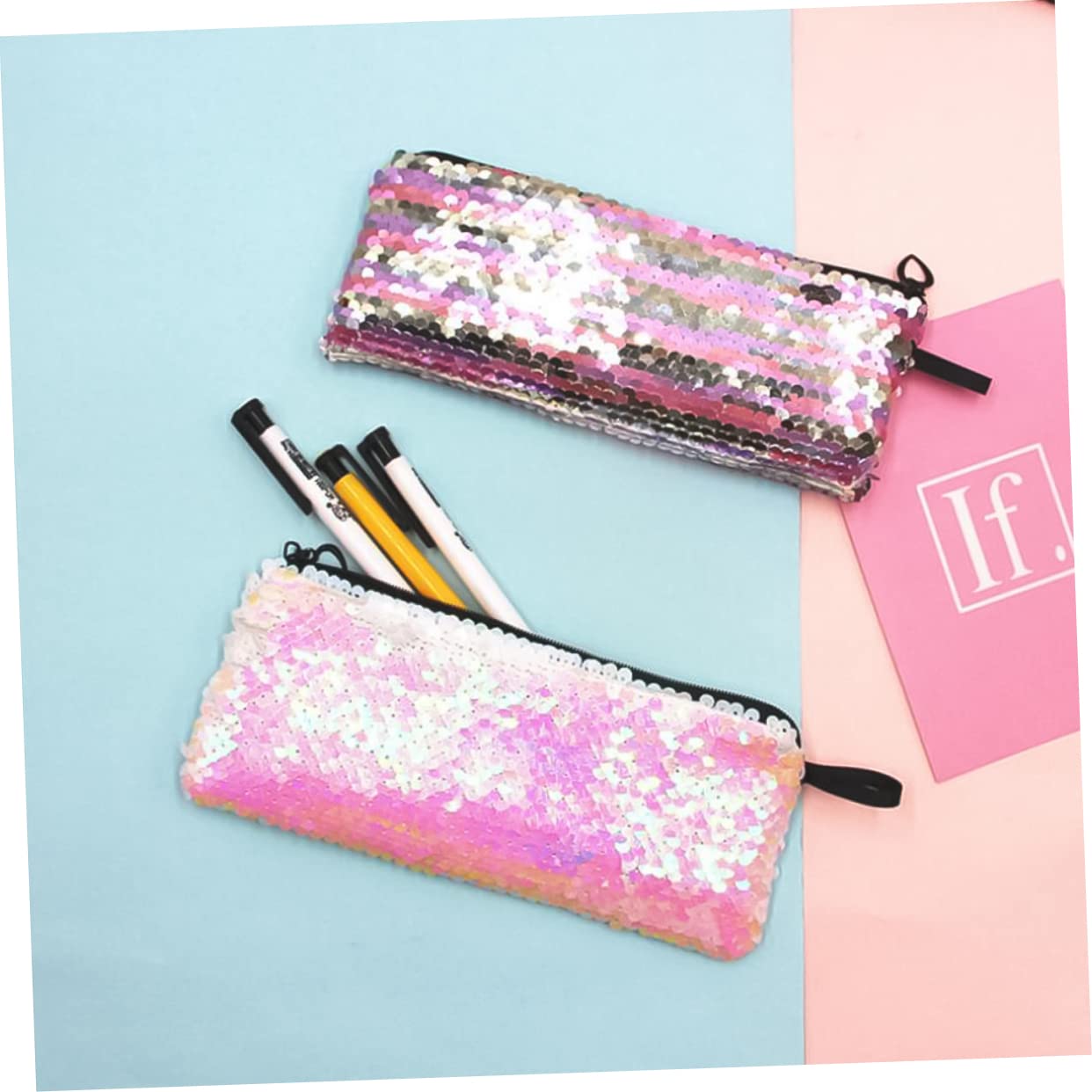 NUOBESTY 21piezas Bolsa De Lápices Diseño De Sirena De Organizador De Cables y Accesorios Bolsa De Almacenamiento Portátil para Estudiantes para Uso Escolar y Oficina