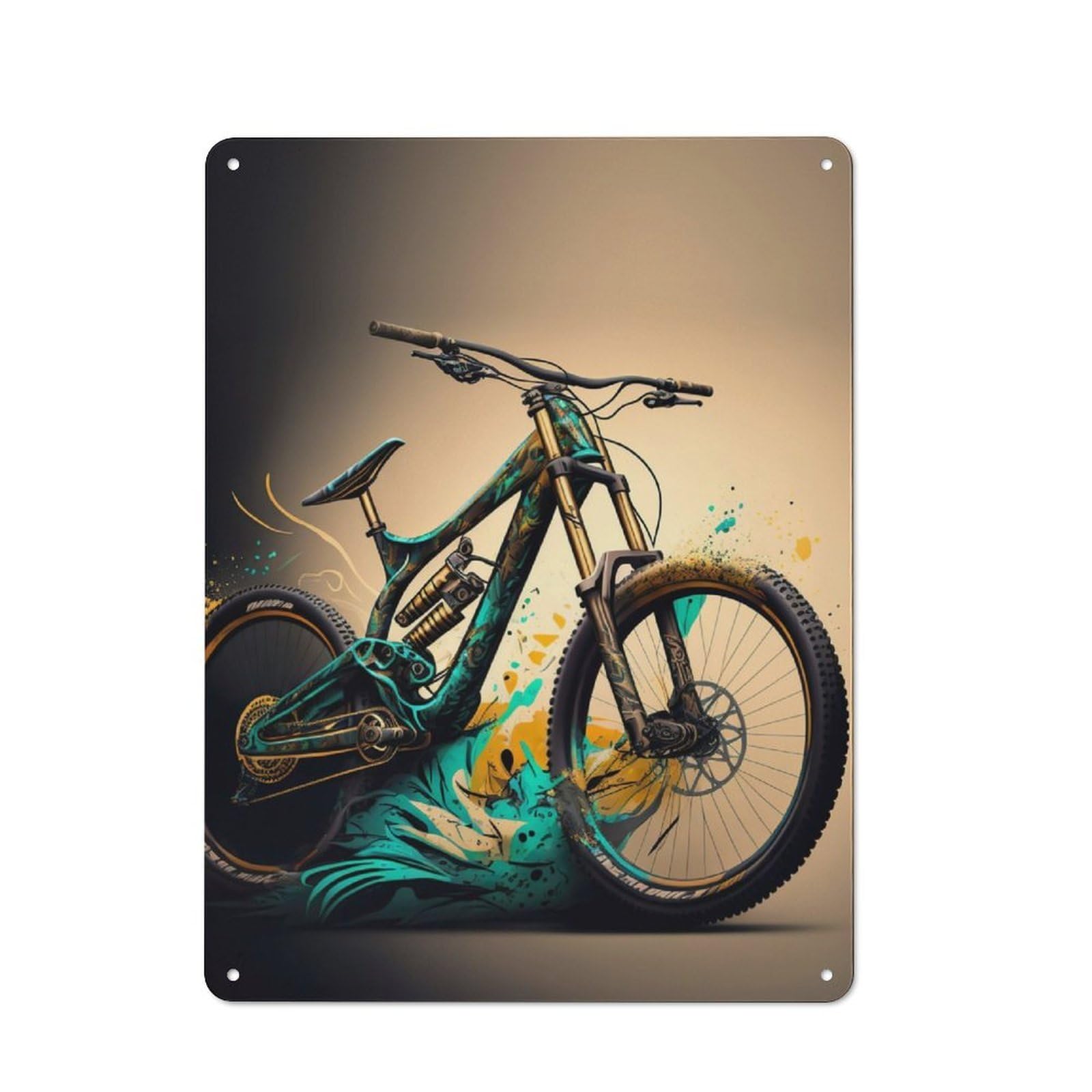 Junmoney Downhill Mountainbike Mtb Vintage Tin Sign 40X30cm With For Living Room Or Hallway, For Living Room Decor Lovers
