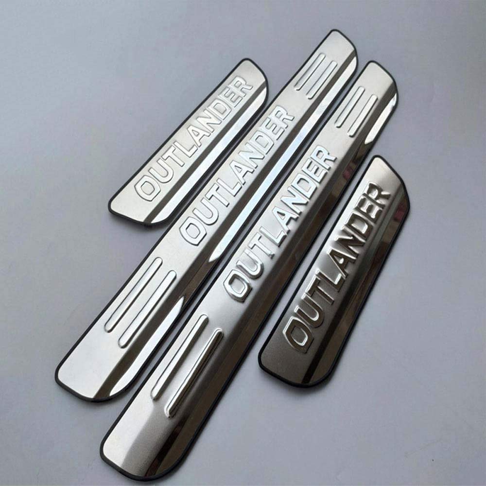 BENME 4 Pcs Car Door Sill Protector For Mitsubishi Outlander 2013 2014 2015 2016 2017 2018 2019 2020 Trim Scuff Plate Pedal Threshold Cover Accessories Stainless Steel Step