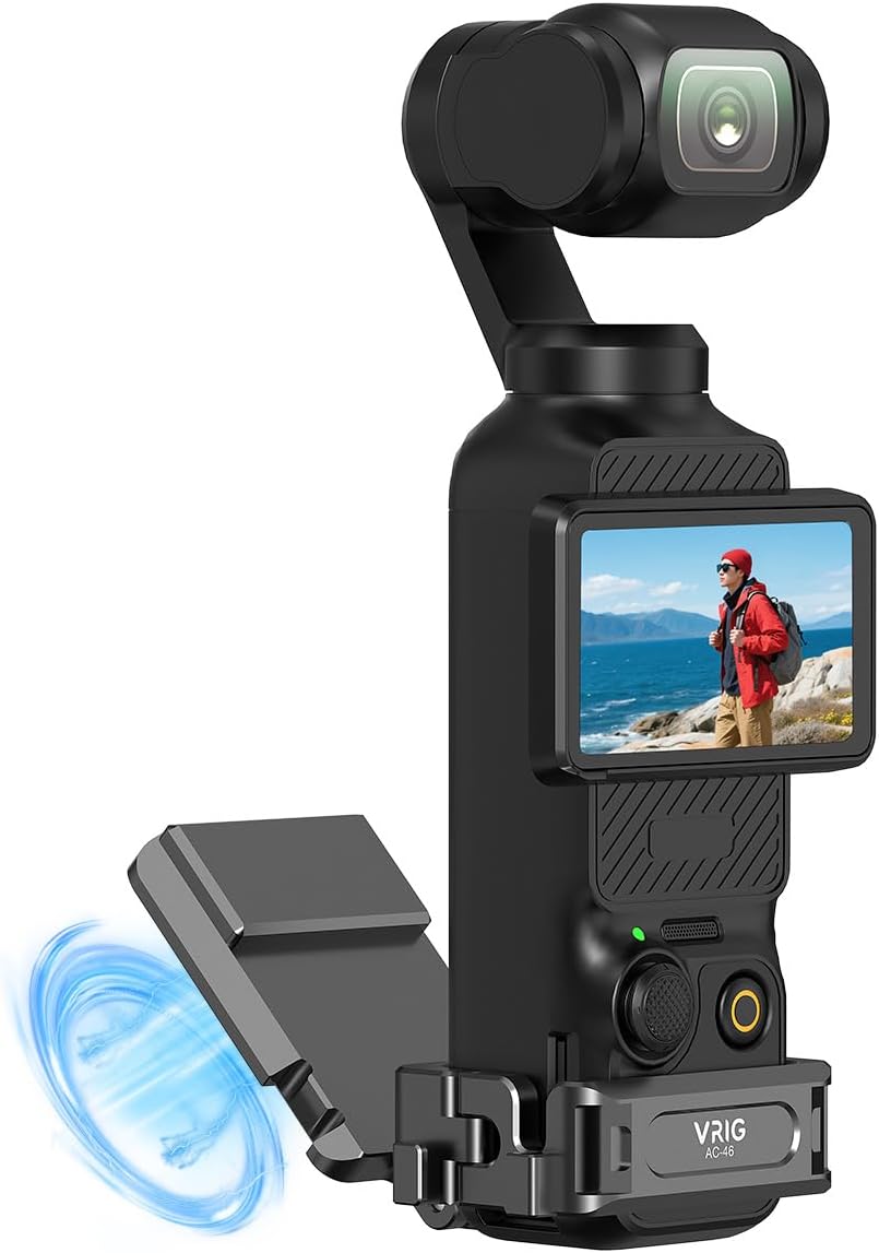 VRIG Magnet Expansion Adapter Holder for DJI OSMO Pocket4/3 Accessories with Cold Shoe,360°Adjustable Suction Bracket on Iron Fence ect,Aluminum Alloy Magnet Expansion Adapter with 1/4" Screw Hole