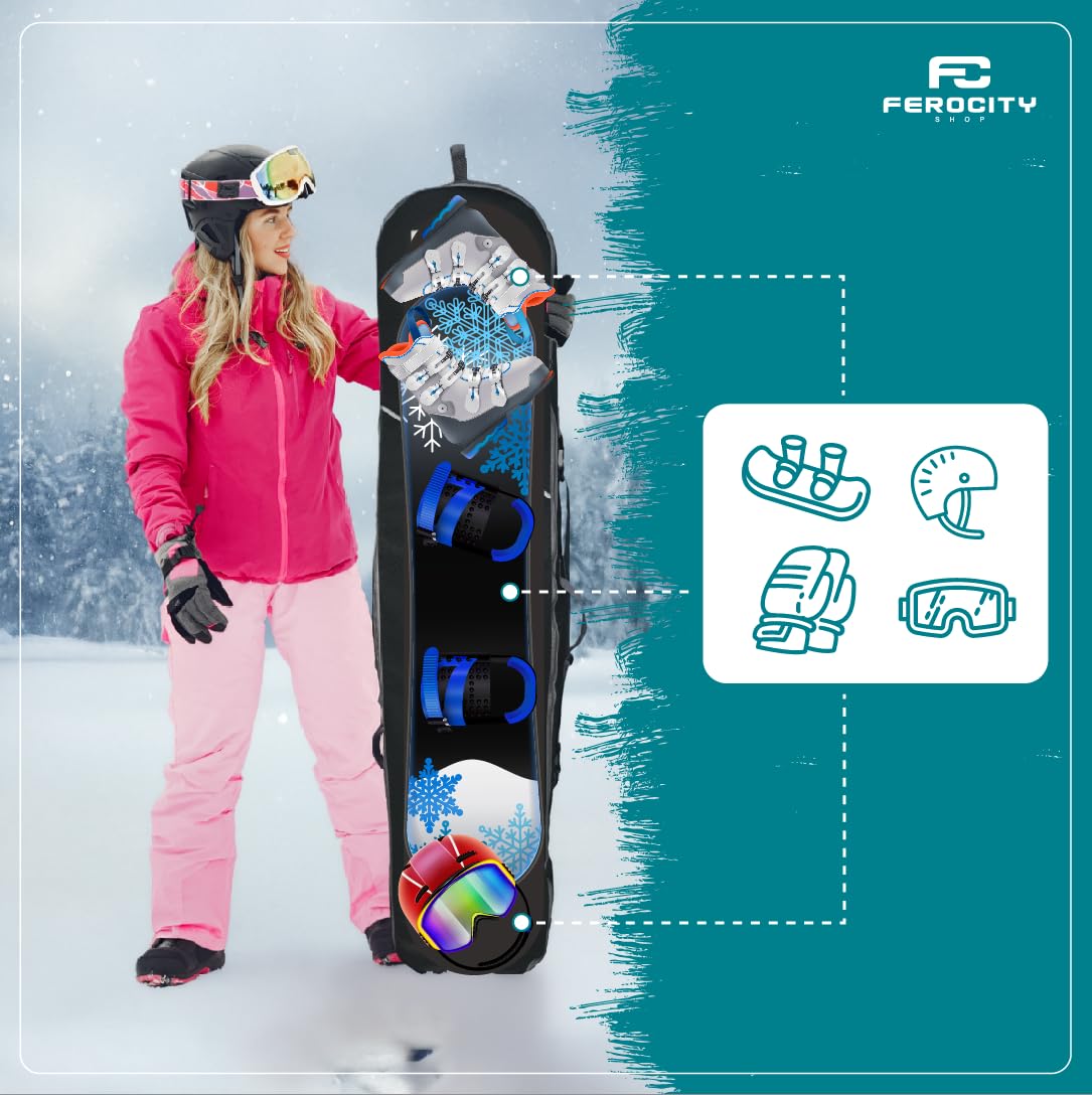 Premium Snowboardtasche 170 cm Boardbag für Snowboard Robuste Outdoor Board Rucksack mit Fach Aufbewahrung Wasserdicht 600D Polyester Stoff mit PVC Impregnat Unisex Farbe Schwarz Born to Ride [051]