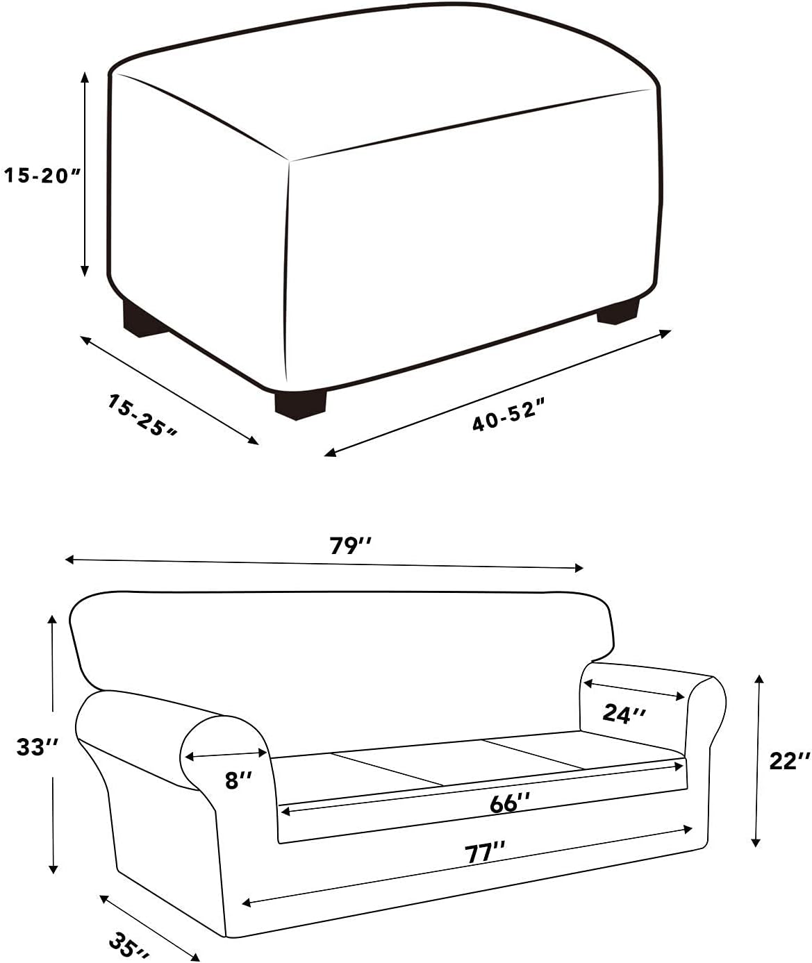 Easy-Going Sofa slipcover Bundles XLarge Ottoman slipcover