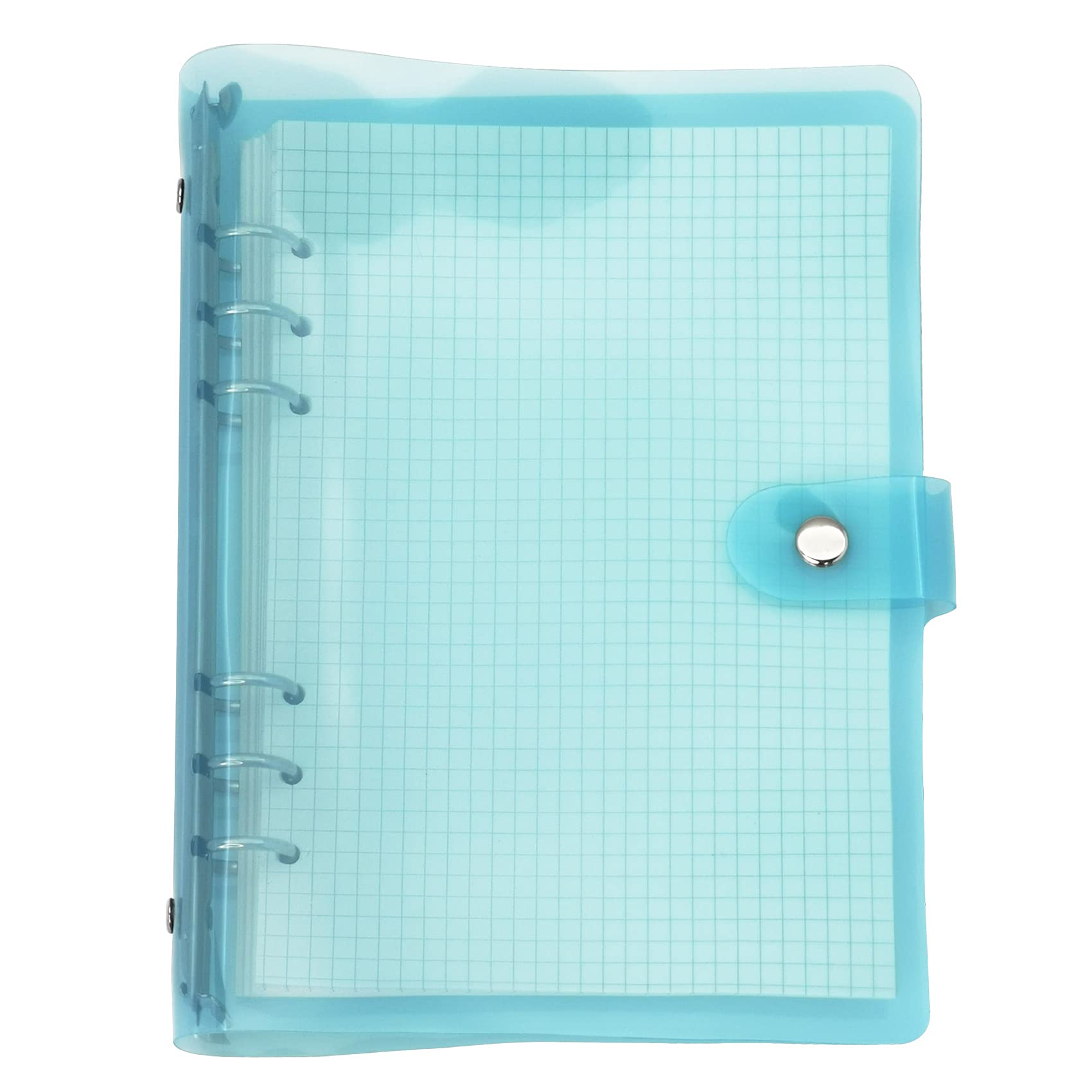 A6 A5 6-Holes Colorful PVC Cover Round Ring View Binder with Snap Button Closure File Folder for Loose Leaf Sheet Protectors Notebook Refill (Blue Radiance, A5 Mini Set)