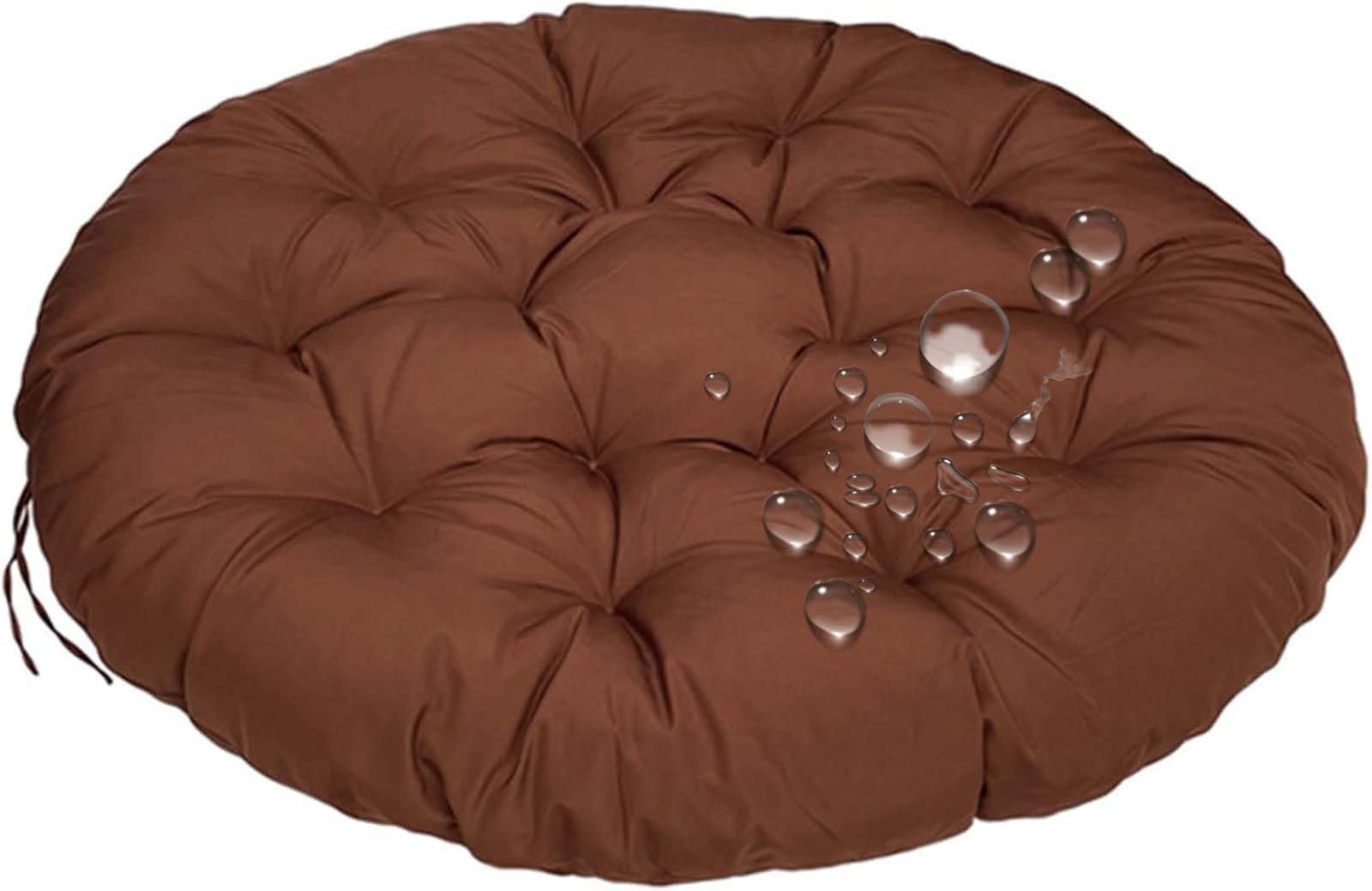 Coussin de chaise Papasan grand format ZTGL marron imperméable pour fauteuil de jardin rond 180cm
