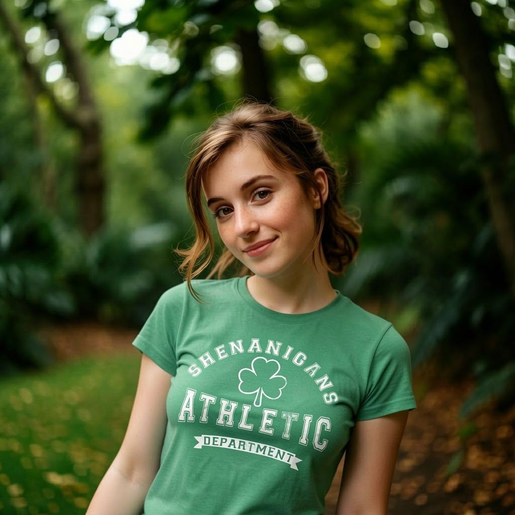 Womens Tee Shenanigans Athletic Department Funny St Patricks Day Graphic T Shirt