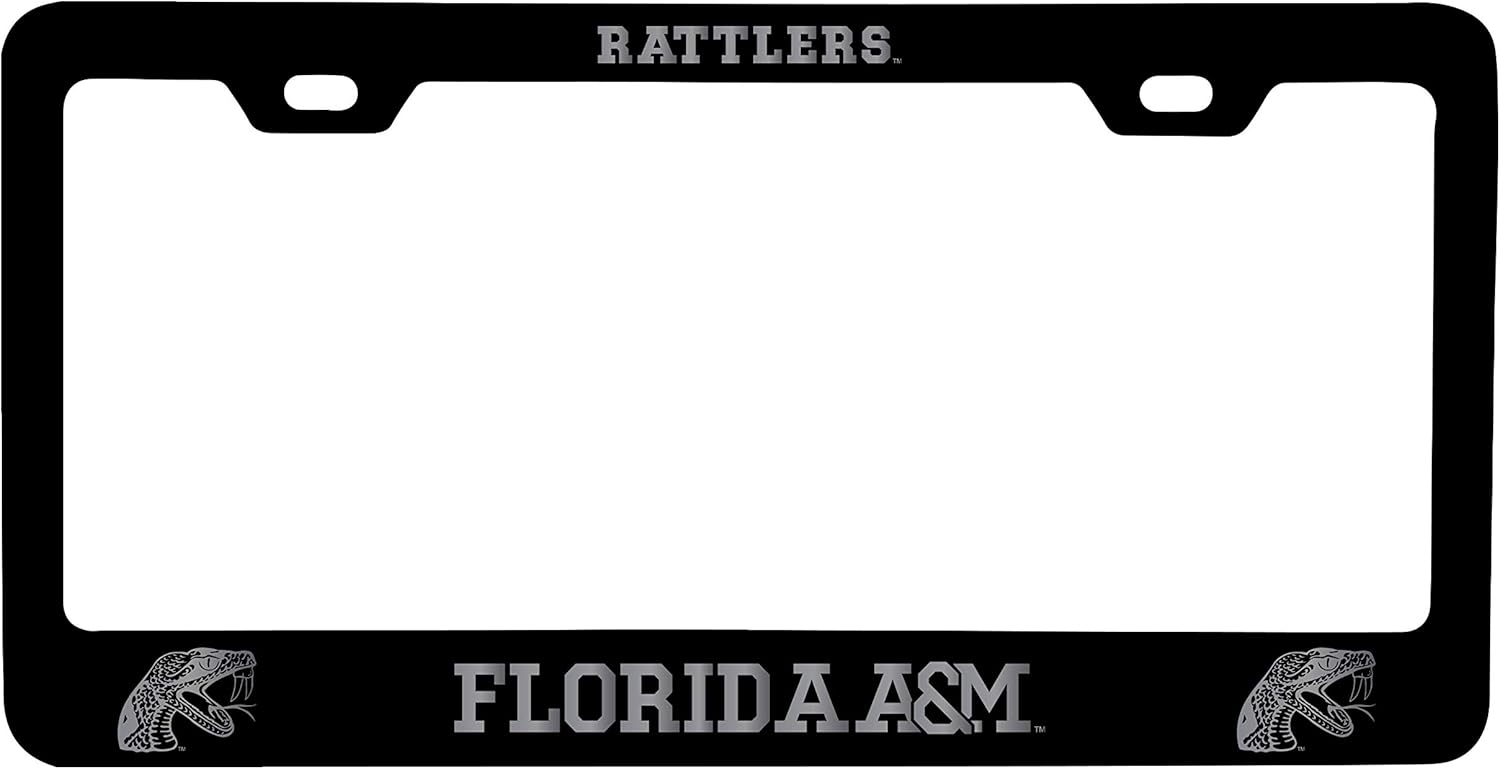 Florida A&M Rattlers Laser Engraved Metal License Plate Frame Black Officially Licensed Collegiate Product