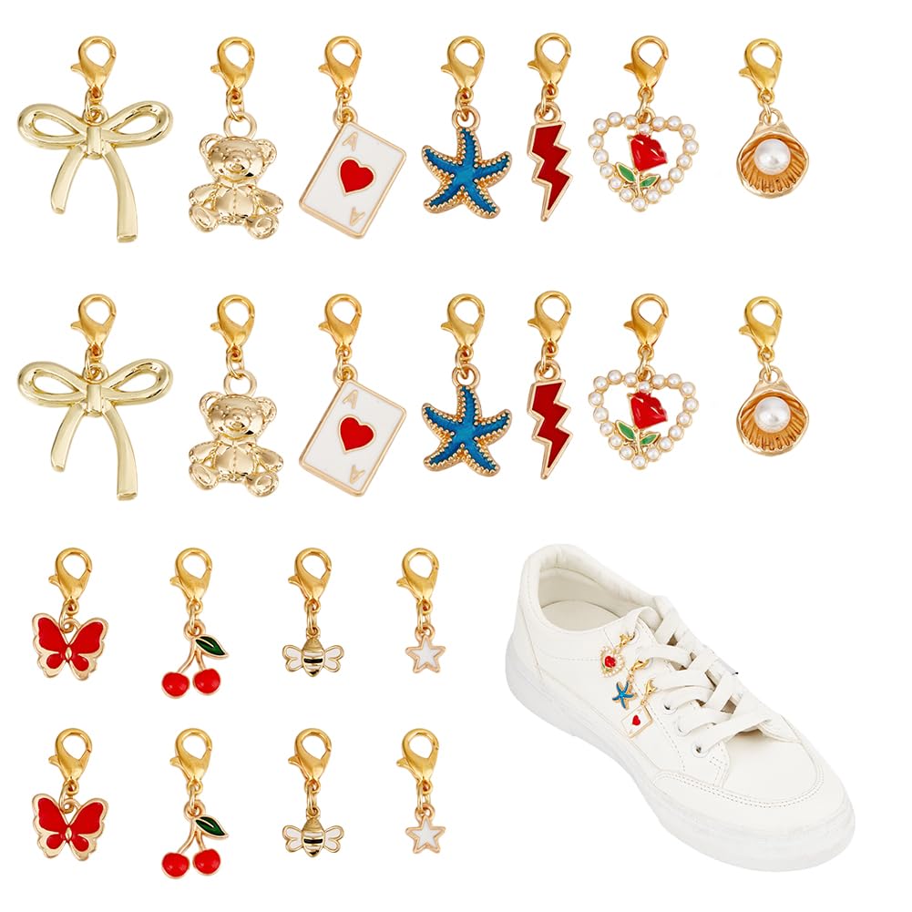 Aleación Encantos de Zapatos Colgantes 24 Piezas 12 Estilos Clips de Cordones Accesorios para Zapatillas