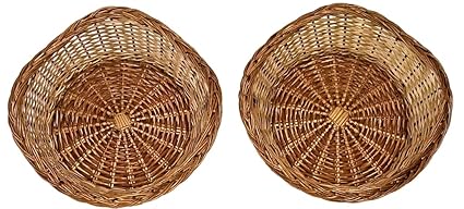 INDIANA CRAFTS Round Designer Hexagonal Cane Bamboo Basket/Wicker | Fruit | Kitchen | Chapati Basket | Gift Packing Handmade Eco-Friendly Basket, Dia top 12 inch, bottom 9 inch (Pack of 2)