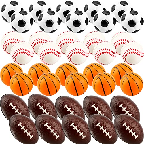 Haconba 40 Pieces Sports Stress Ball Mini Foam Sport Balls Foam Football Rugby Soccer Baseball Basketball For Anxiety Relief School Carnival Reward Sprot Theme Party Favors (Mix Ball Sports) #TOP7