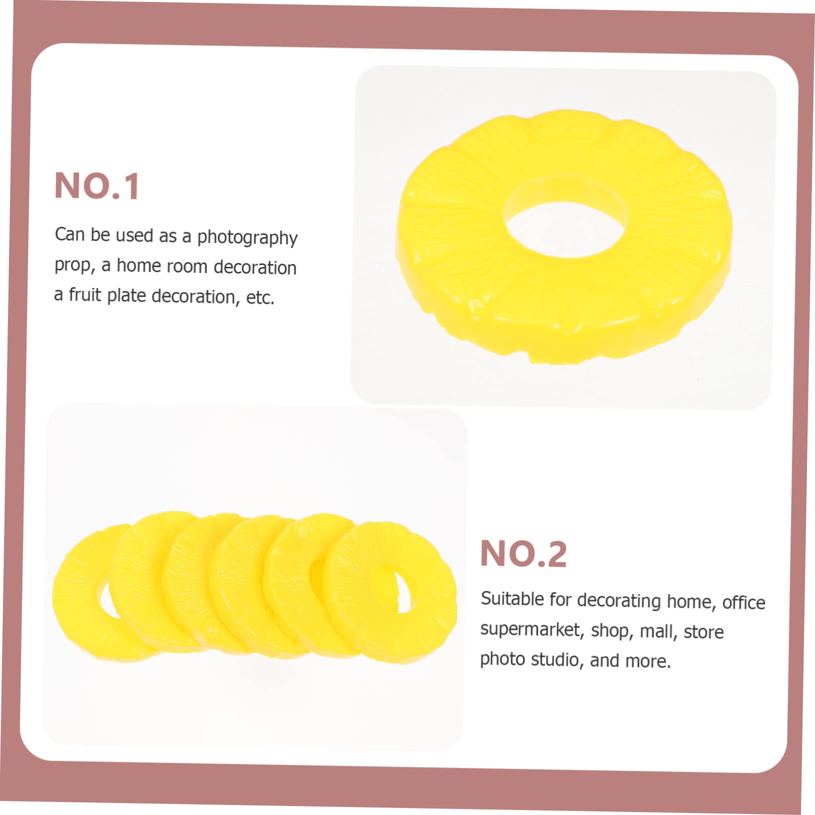 GARVALON 24piezas Rodajas De Piña Artificiales De Plástico Decoración De Frutas Falsas para Fotografía Accesorios De Fiesta y Hogar