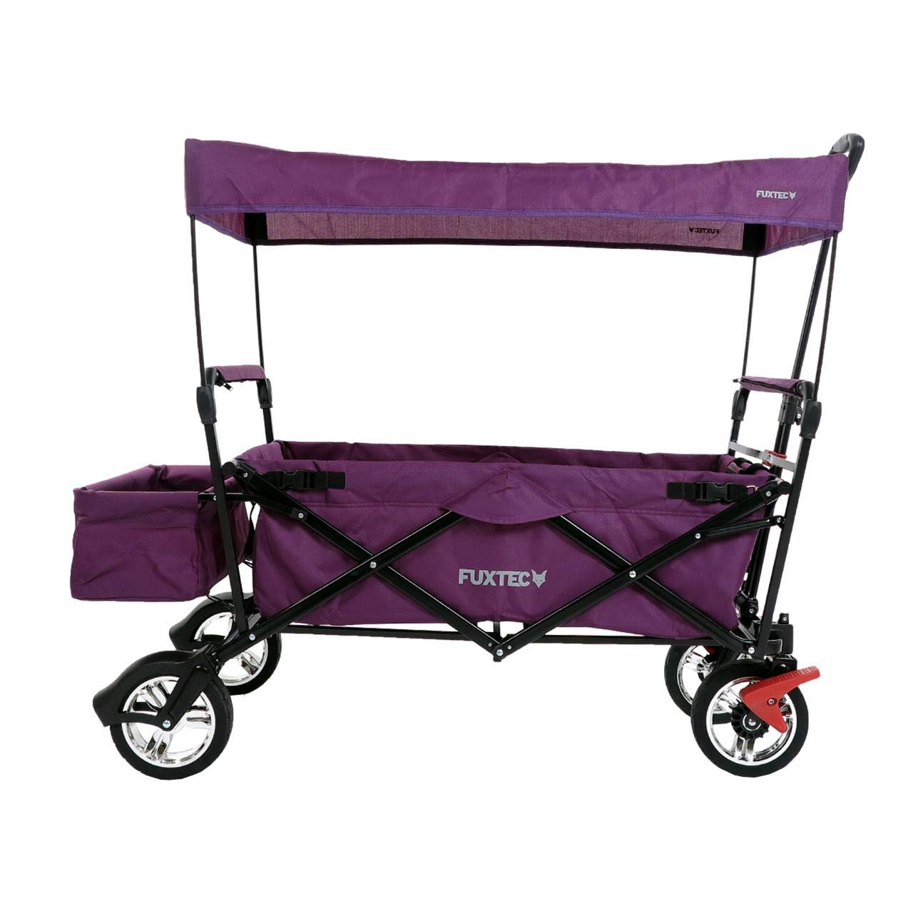 FUXTEC Bollerwagen City CT500, Carro Plegable con Techo UV, con Doble Freno Delantero.- Apto para niños, Ciudad, Campo, Playa o montaña- Tirar o Empujar - Capacidad de Carga 75 kg - Bolsa Trasera