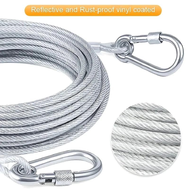 Image of Heavy Duty Stainless Steel Clothesline with Locking Carabiner Hooks, Rust Resistant Braided Laundry Drying Rope for Balcony, Bathroom, Camping, Travel, Dormitory & Home Use (10 Miter)