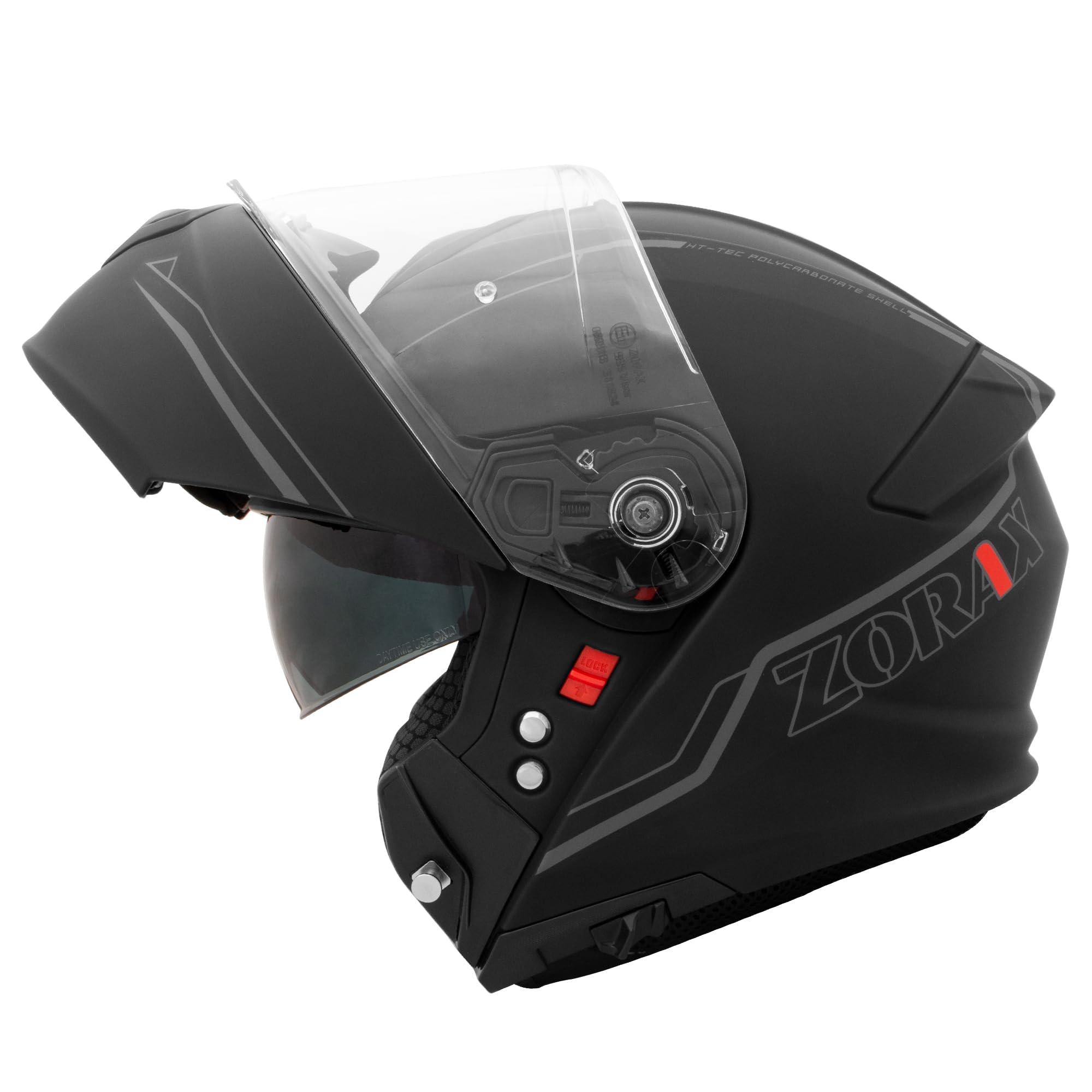 Zorax Nero Opaco/Argento XS (53-54cm) ZOR-838 Casco Modulare Integrale Moto Doppia Visiera Donna e Uomo ECE 2206 Omologato
