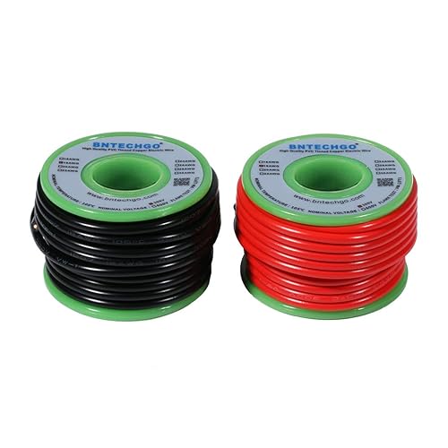 BNTECHGO 18 Gauge PVC 1007 Solid Electric Wire Red and