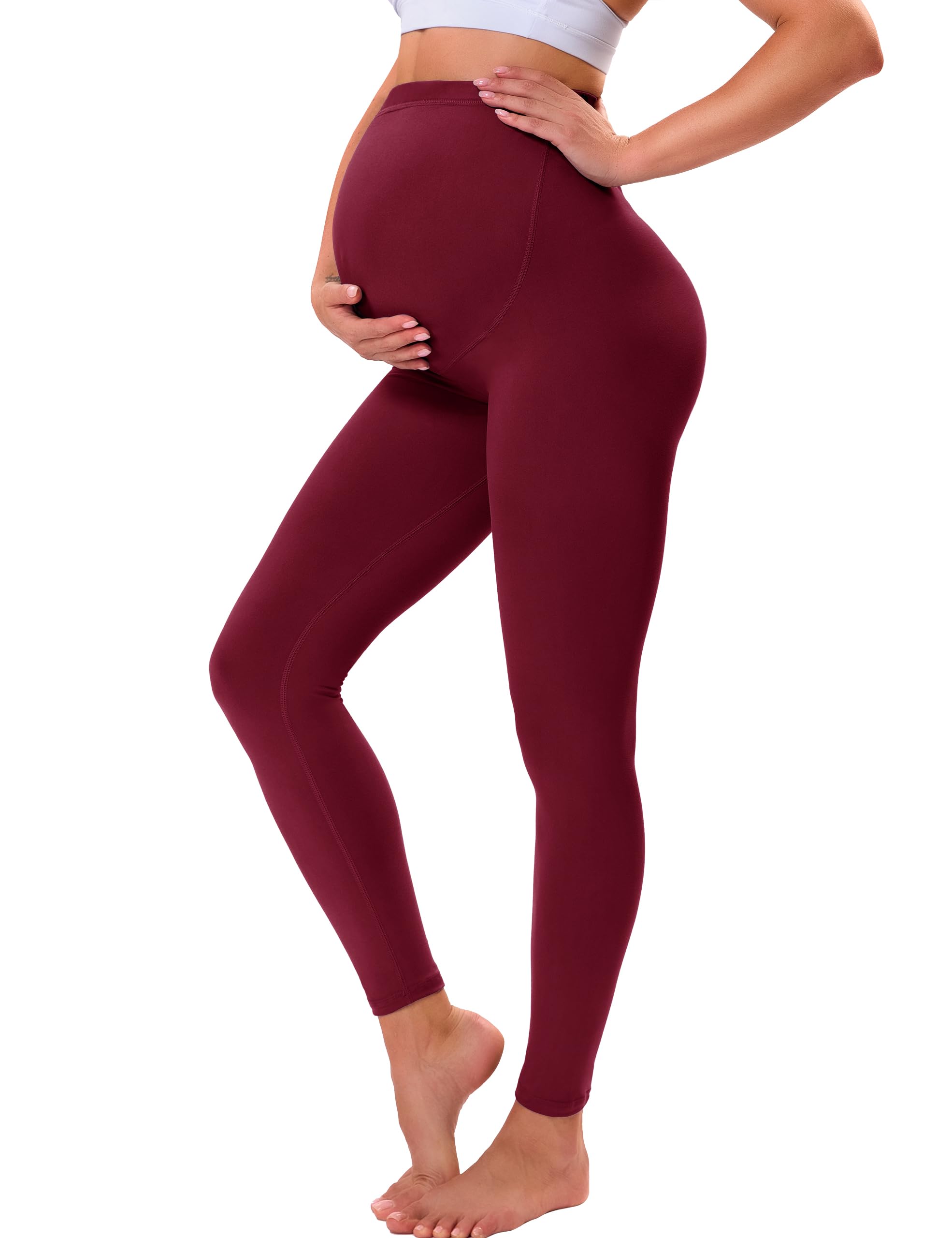VALANDY Creamlush Maternity Leggings Over Bump Buttery Soft Belly Support Adjustable High Waisted Pregnancy Pants Yoga Pajama — view 7