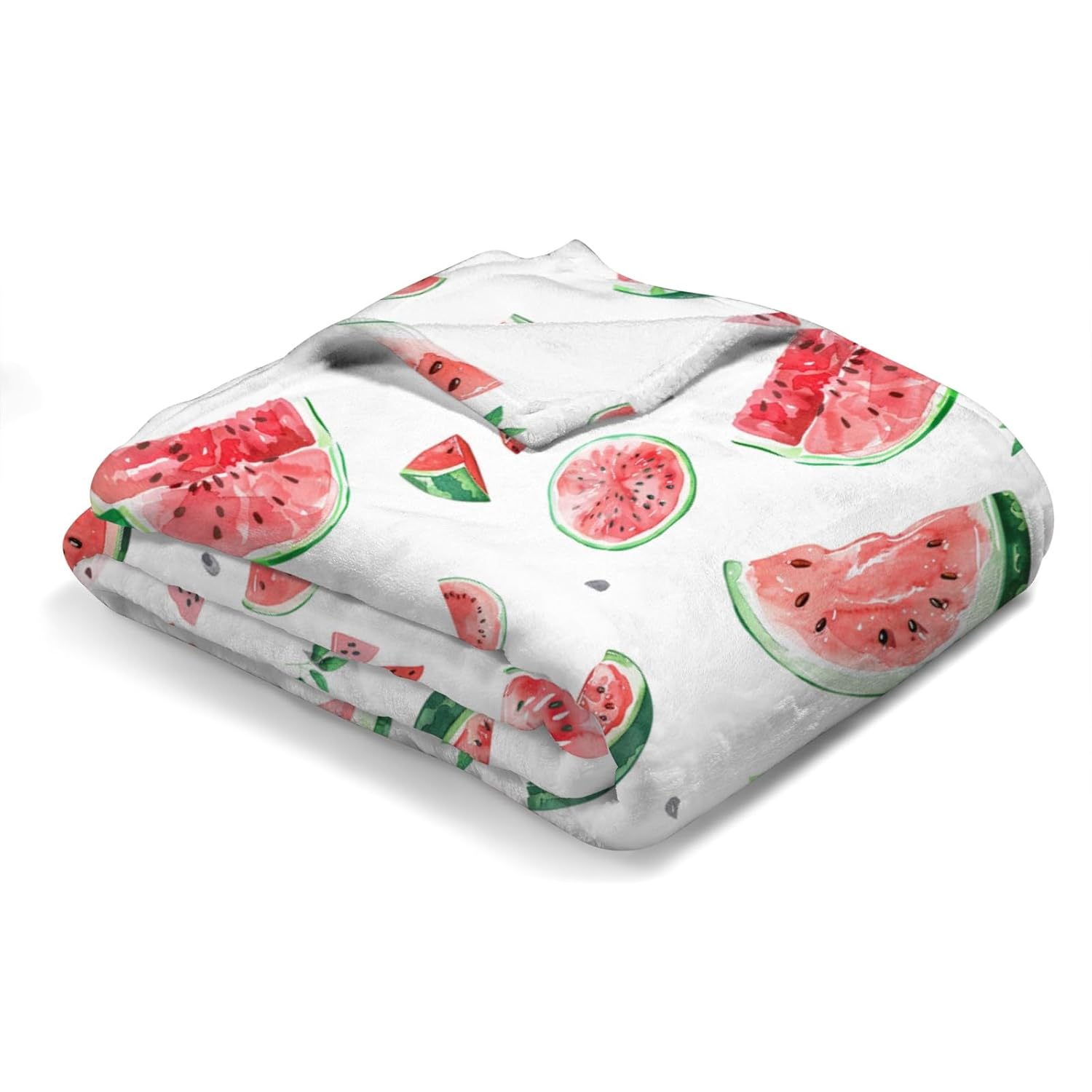 Watercolor Watermelon Baby Blanket for Boy Girl Watermelon Leaves Flannel Receiving Blanket Tropical Summer Fruits Soft Swaddle Blanket Newborn Toddler Nursery Bed Blanket for Crib Stroller 60x80