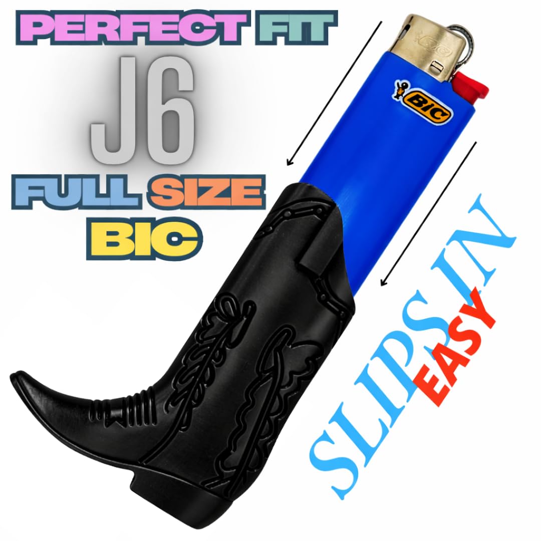 Etui na zapalniczkę kowbojską. Pokrowiec na zapalniczkę do butów Cow Boy do zapalniczek J5 i J6 BIC. 3 kolory do wyboru. Zapalniczki nie są dołączone (czarny, pełny rozmiar J6)