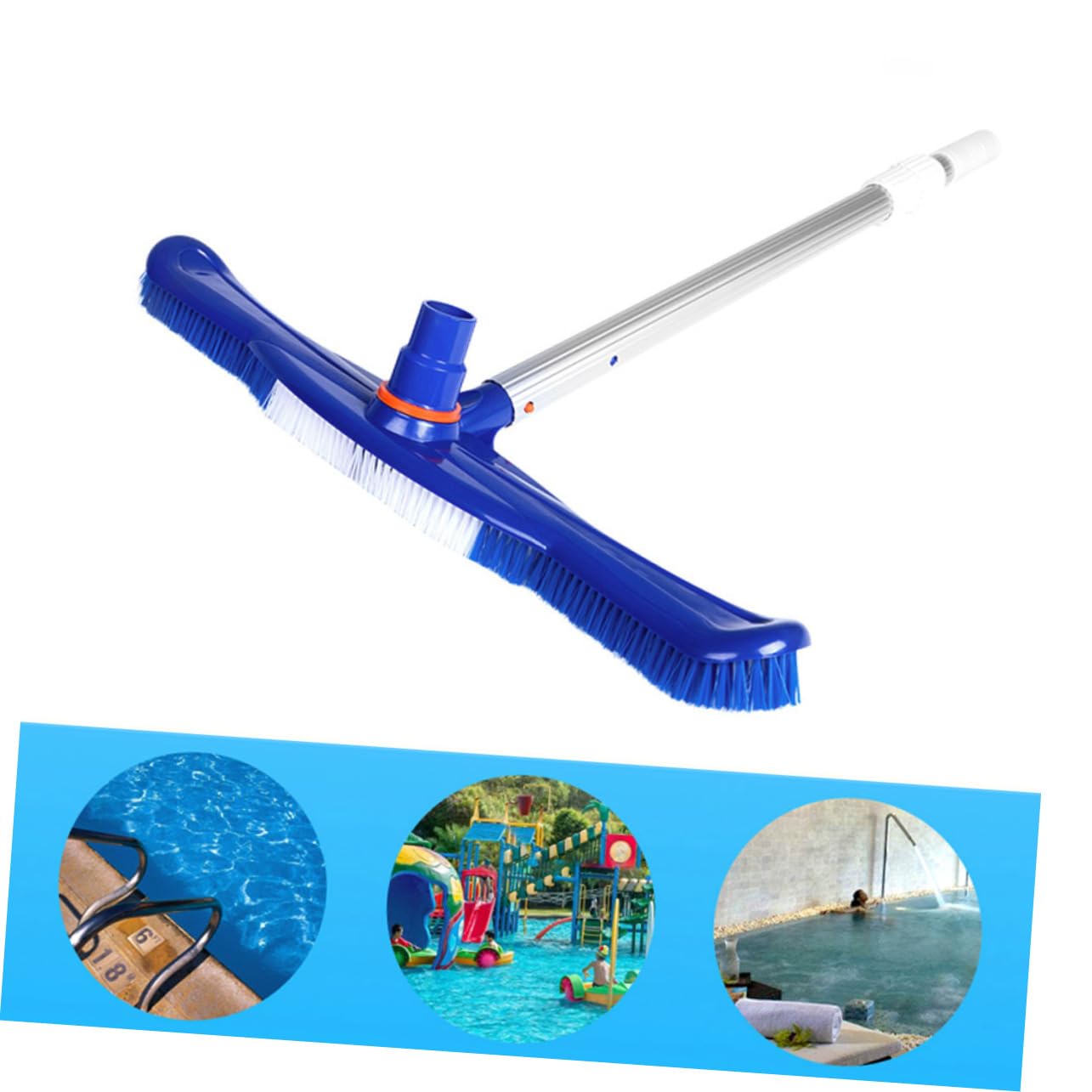 Brosse de Nettoyage pour Piscine 20 Pouces, Poils Plastique, Robuste | Balai Brosse Piscine Bleu, Aluminium, Nettoyage Rigoureux Intérieur et Extérieur, Sandales Femme
