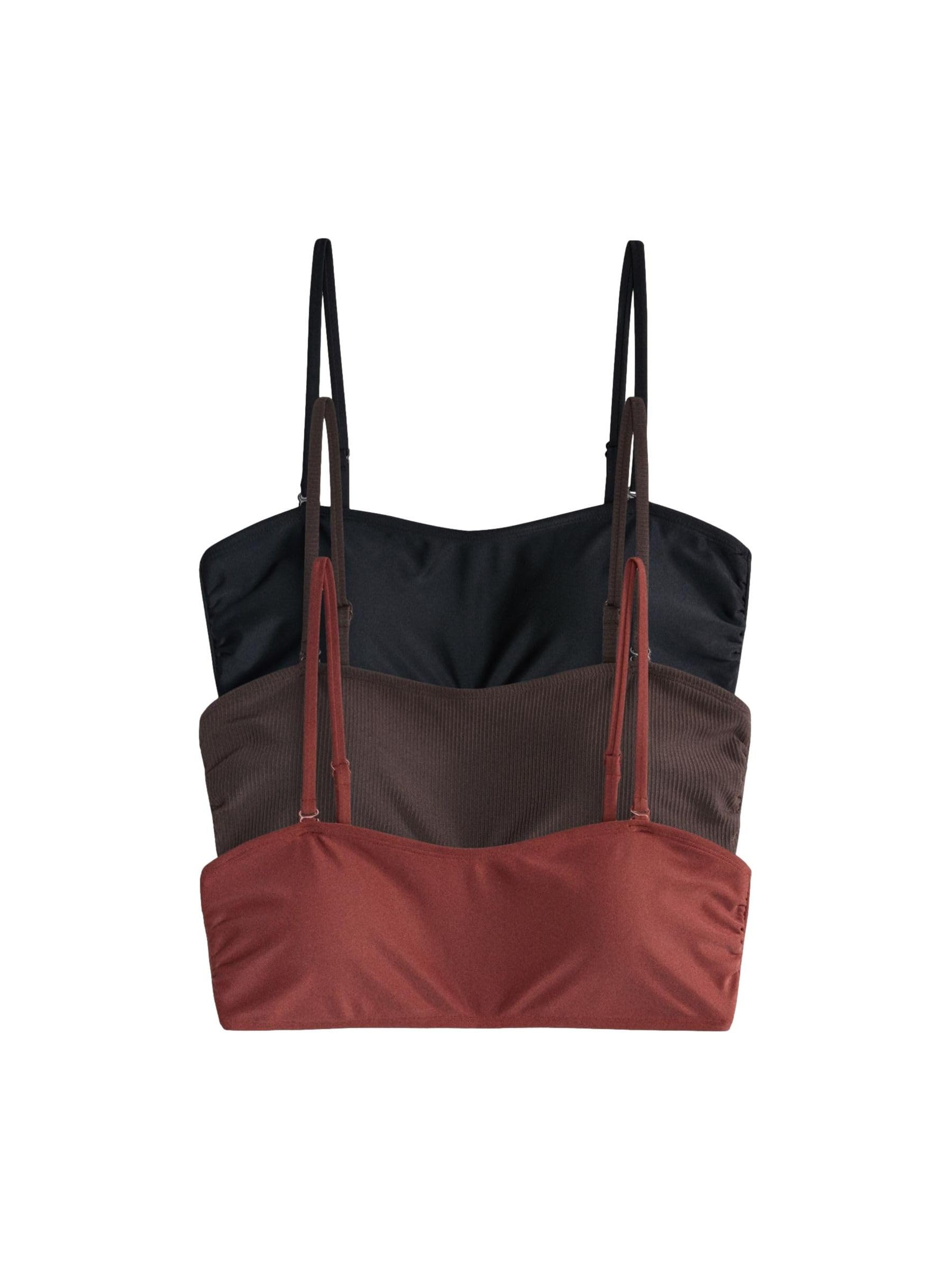 THE SET Donne Confezione da 3 Top Bikini a Fascia con Spalline | Adulto, Bandeau, Mid Rise, Pull On, Lavabile in lavatrice