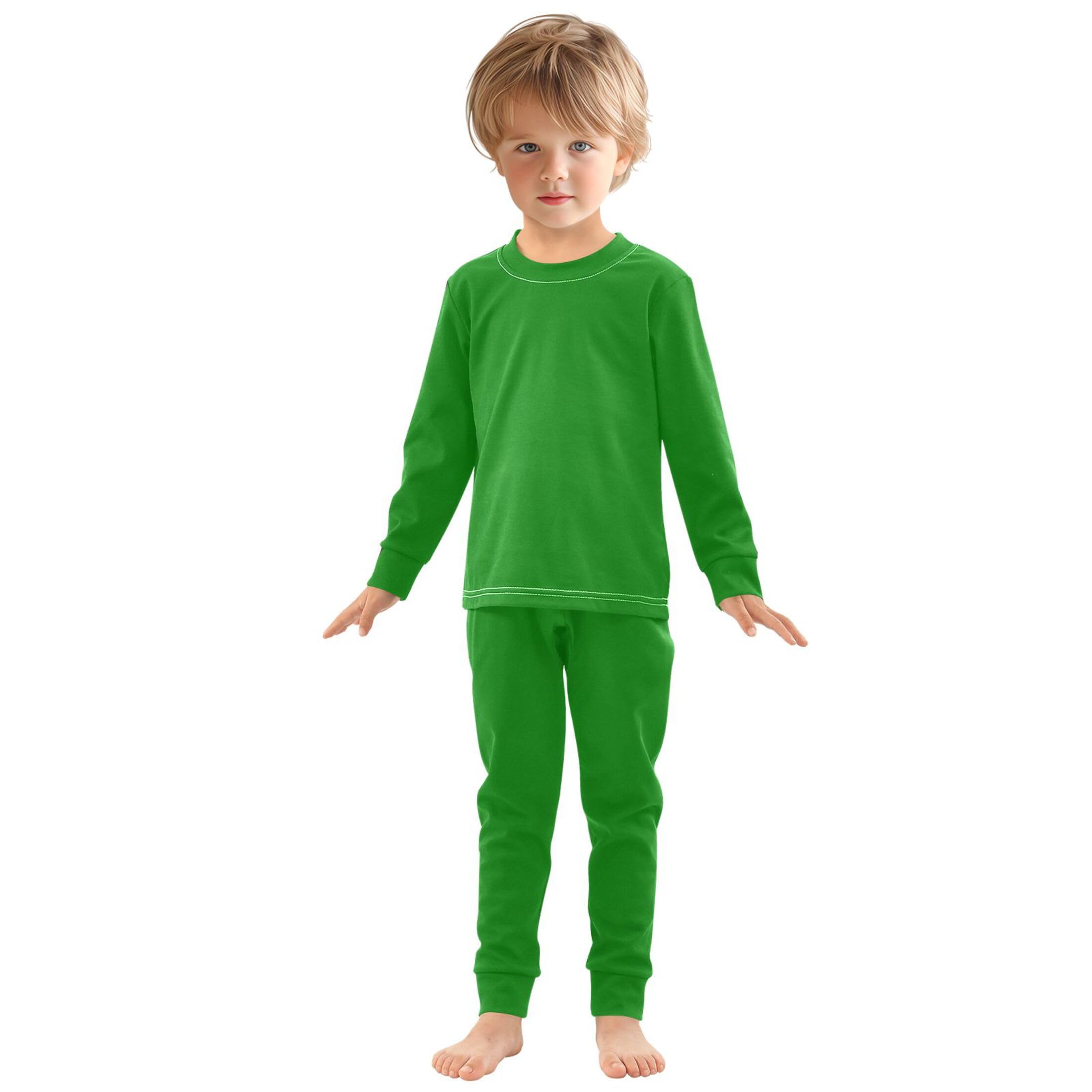 Green Long Sleeve Pajamas Set Sleepwear Jammies 2pcs Set Pjs Green 05