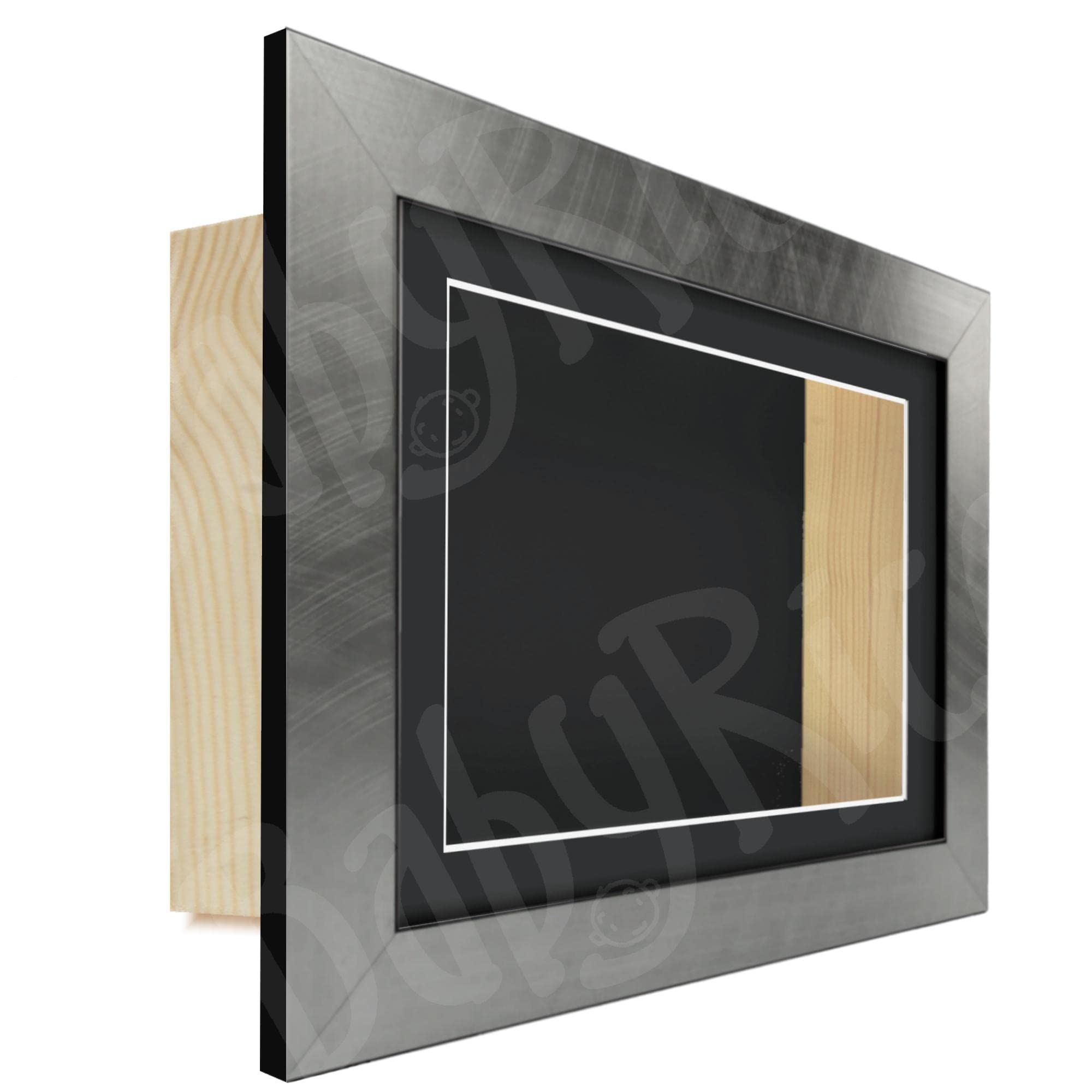 Shadow Box Frame Deep 3D Display Pewter Graphite Grey Finish (Black Mount/Black Backing, 13x35 Acrylic (10.25x32.25 Display), 3.5" Deep)