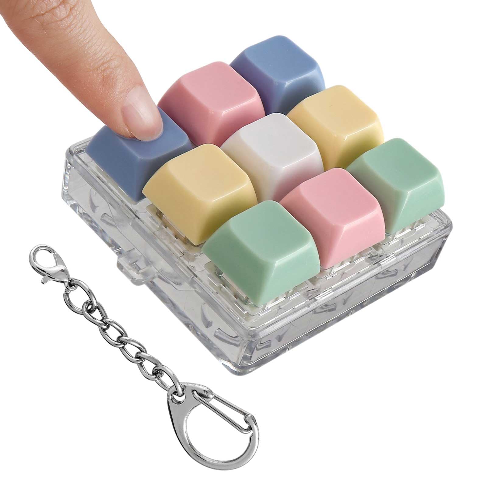 1 PC Keyboard Fidgets, 9-in-1 Keyboard Clicker Keychain, Anxiety & Stress Reliever Autism Fidget, Push Bubble Sensory Fidgets for Stress Relief Pass Time