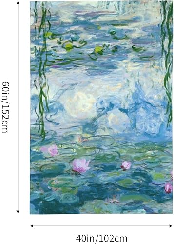 Miniatura 3 de BoeshiBa Tapiz de pared de poliéster de 60 x 40 pulgadas, Claude Monet, pintura al óleo de nenúfares al óleo, decoración del hogar, sala de estar,