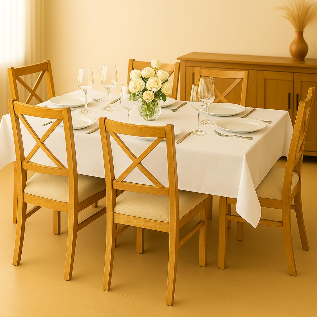 Toalha De Mesa 6 Lugares Retangular 2,10 x 1,50m Tecido Oxford 100% Poliéster Fácil de