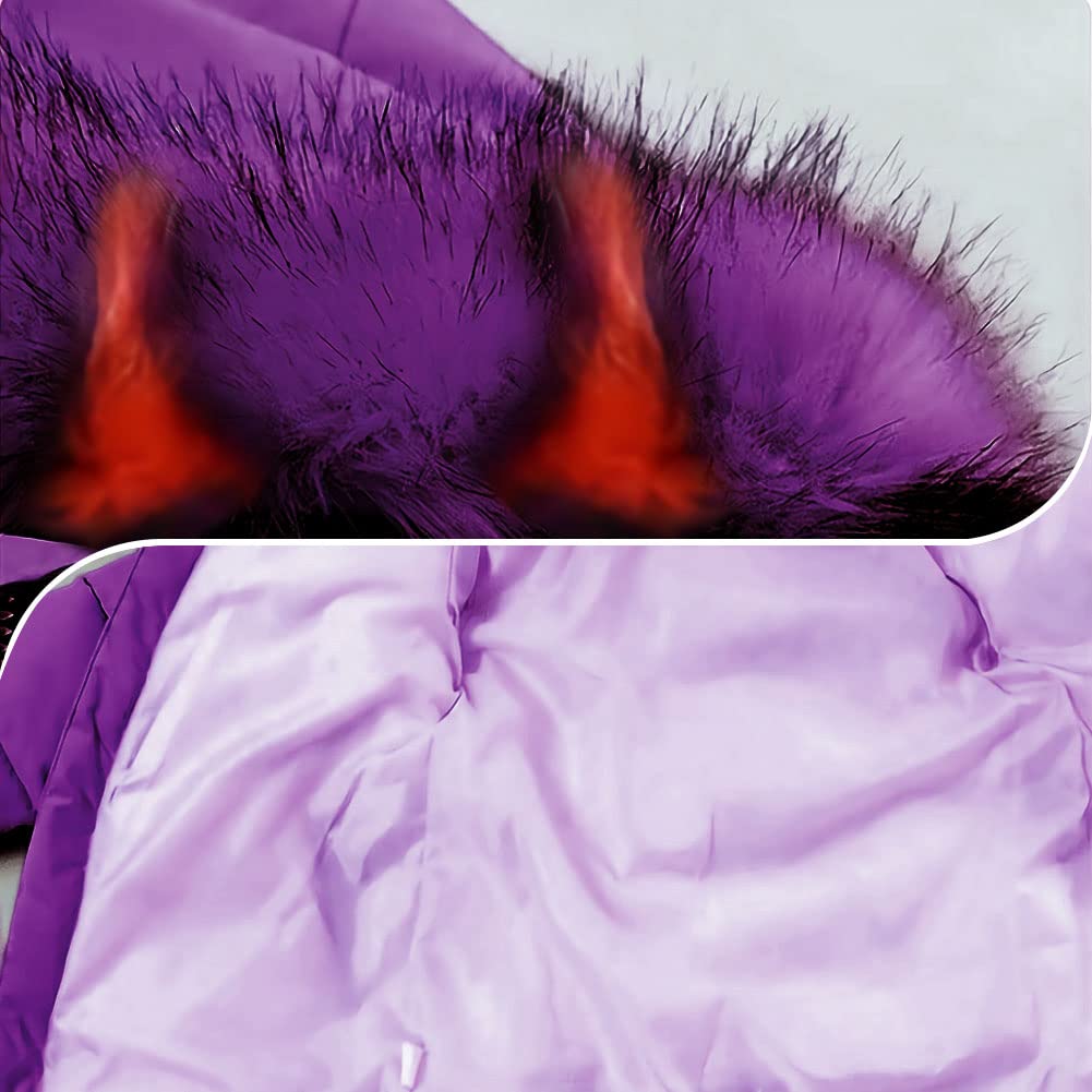 Chaqueta de plumas para niño o niña, abrigo acolchado con capucha de piel, chaqueta cortavientos de invierno gruesa y cálida