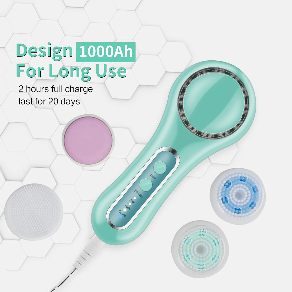 JLAA Electric Facial Cleansing Brush, Rechargeable IPX7 Waterproof Face Brush with 3 Modes, 5 Brush Heads for Exfoliating, Massaging and Makeup Blending : Beauty & Personal Care