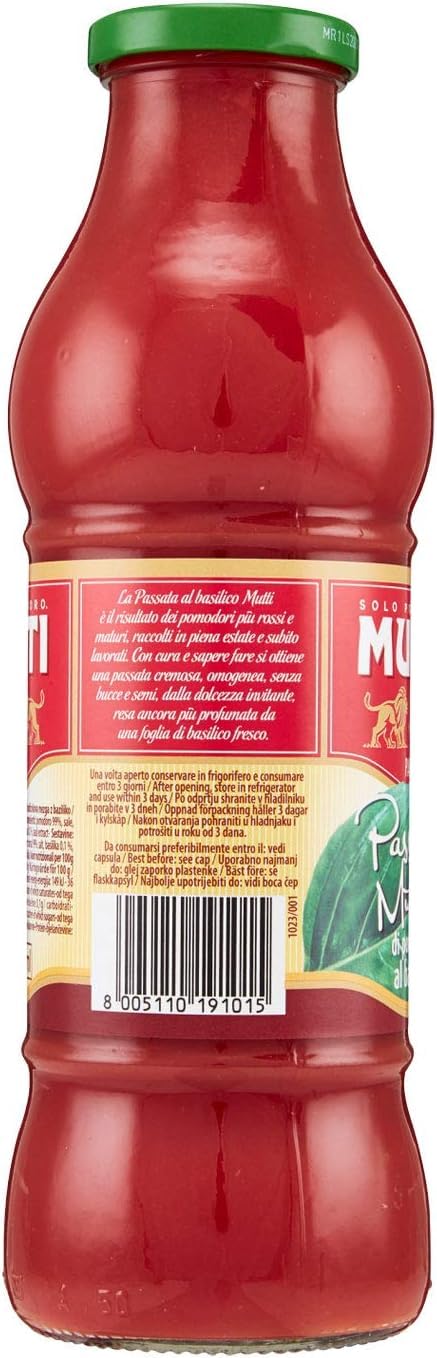 Mutti Passata de tomate, sauce tomate italienne, lot de 12 bouteilles, 700 g pour bouteille, 100% tomates italiennes, + Italian Gourmet polpa 400g