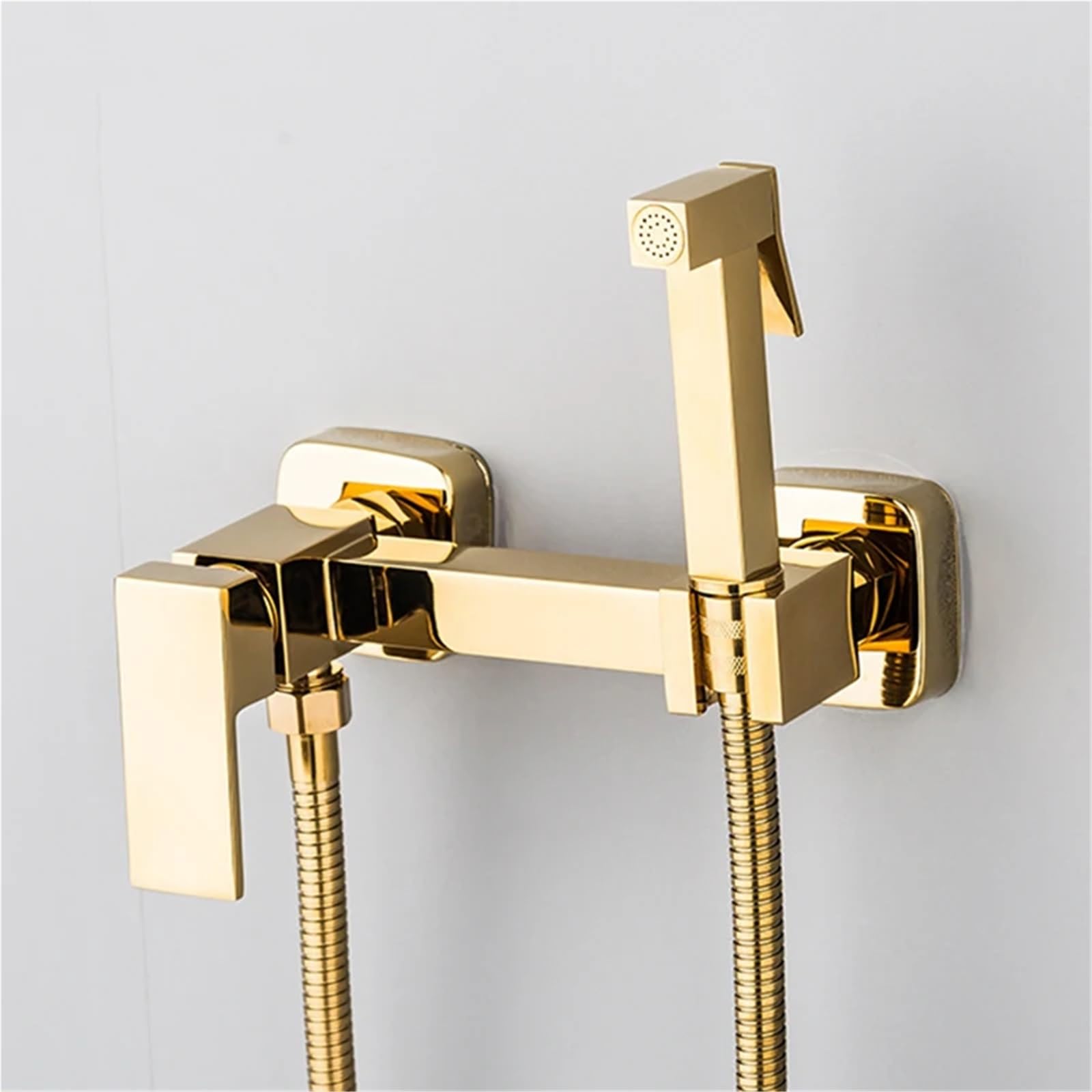 Bidet Bateria prysznicowa w kolorze złotym, higieniczny opryskiwacz, bateria natryskowa, bateria z mieszaczem ciepłej i zimnej wody, czarna bateria toaletowa (szczotkowany złoty)