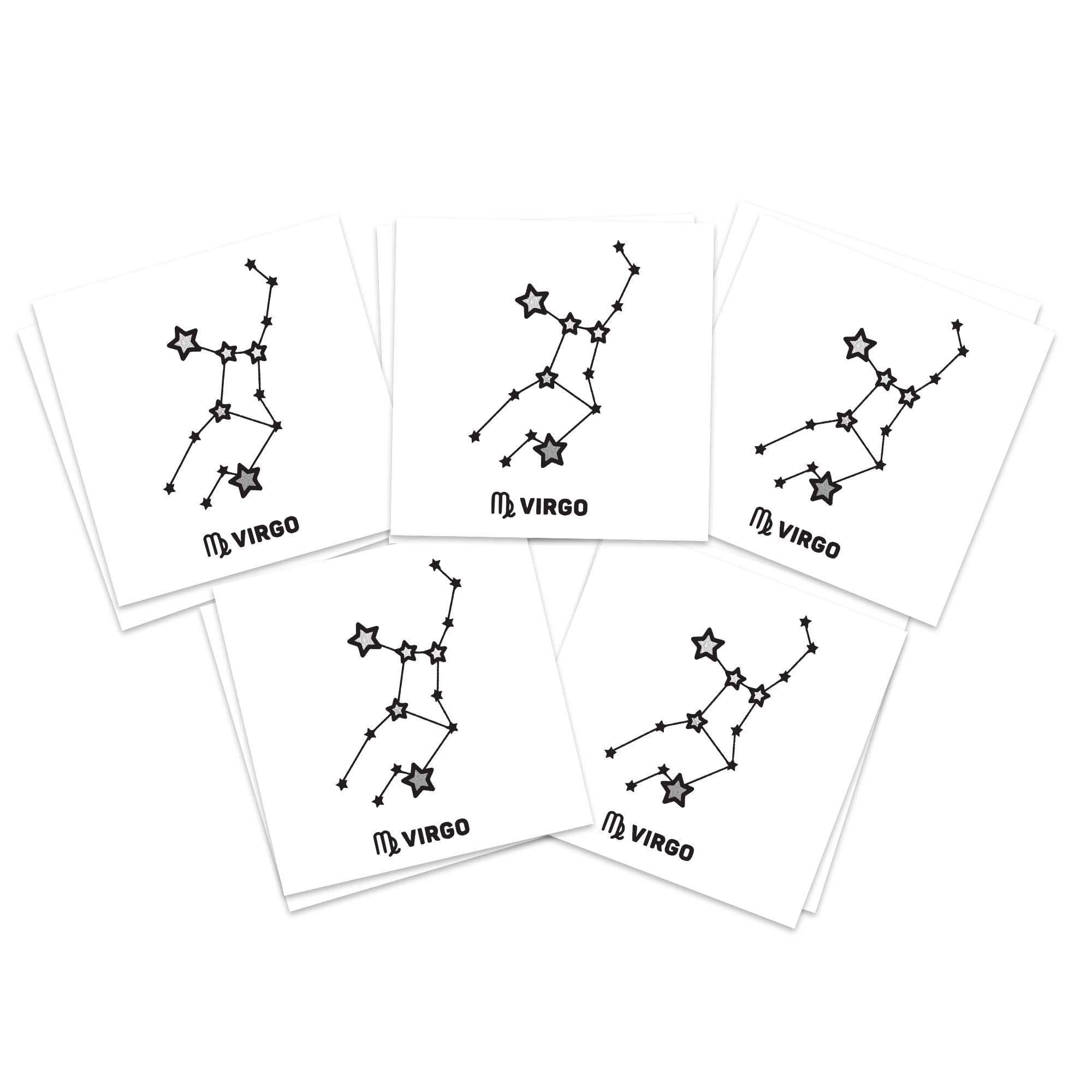 Astrology Temporary Tattoos/Select from Constellations or Zodiac Signs/Choose your Birth Sign (Virgo Constellation 10pk)