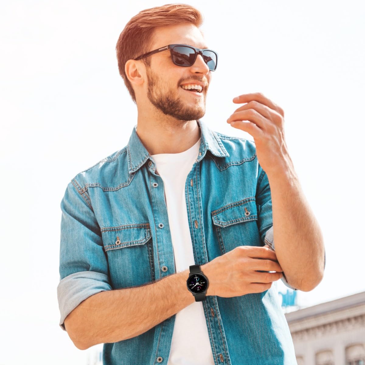 Retoo Montre Connectée Homme Femme 1.3 Pouces Écran Tactile Smart Watch avec Bluetooth 5.0 IP68 Étanche Fitness Montre 140mAh Tracker d'Activité Moniteur de Sommeil Podomètre Sport Montre Noir