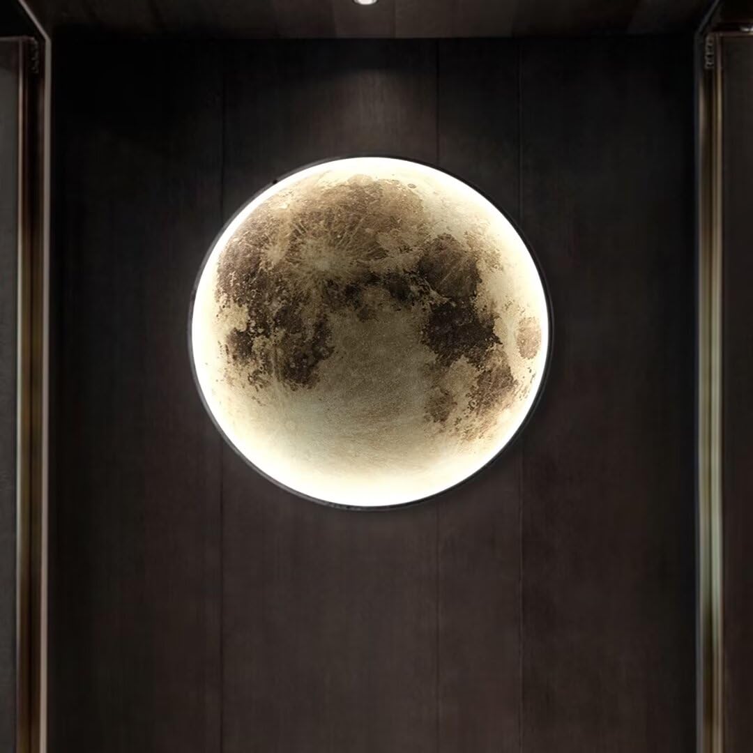 GUANSHAN Simulation Moon Wall Lighting Wall Lamp LED Light Luxury Bedside Lamp Mural Lamp Decoration Background Wall Lamp Corridor Entrance Wall Lamp for Bedroom, Living Room, 30CM/11.9''