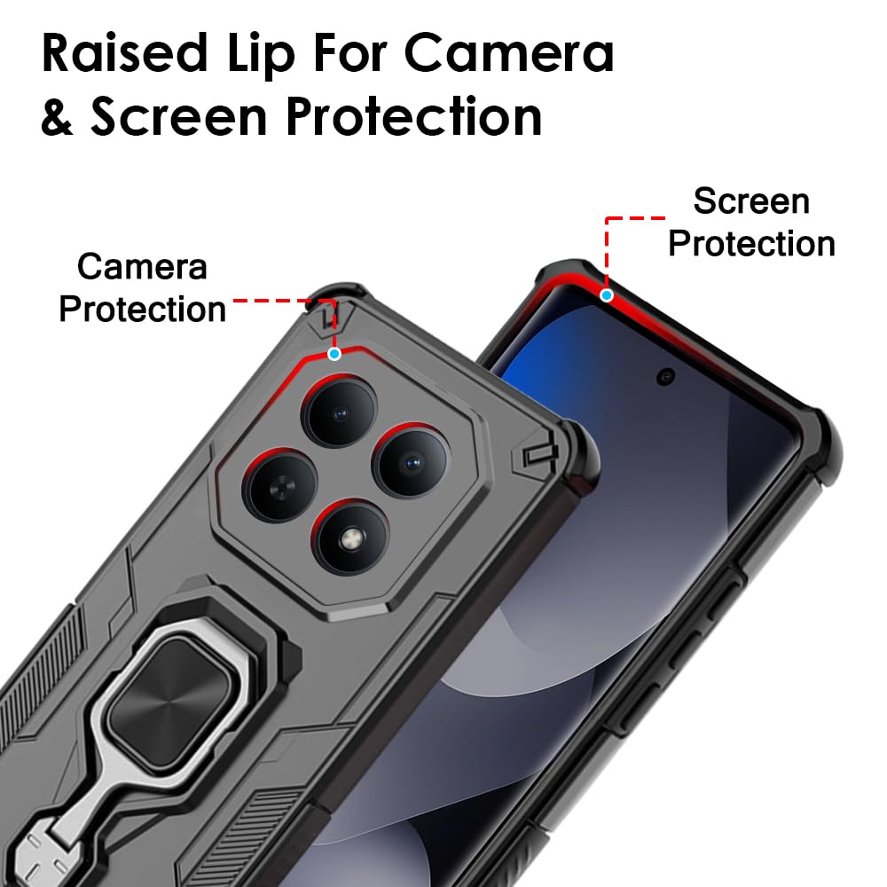 TheGiftKart Tough Armor Bumper Back Case Cover for Mi Redmi Note 15 5G / Note 15 SE/Poco M8 5G | Ring Holder & Kickstand in-Built | 360 Degree Protection Back Case Cover (PC & TPU, Black) — Amazon image 4