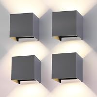 4 Pezzi G9 LED Lampada da Parete Esterno/Interno Grigio Scuro Cubo IP65 Impermeabile