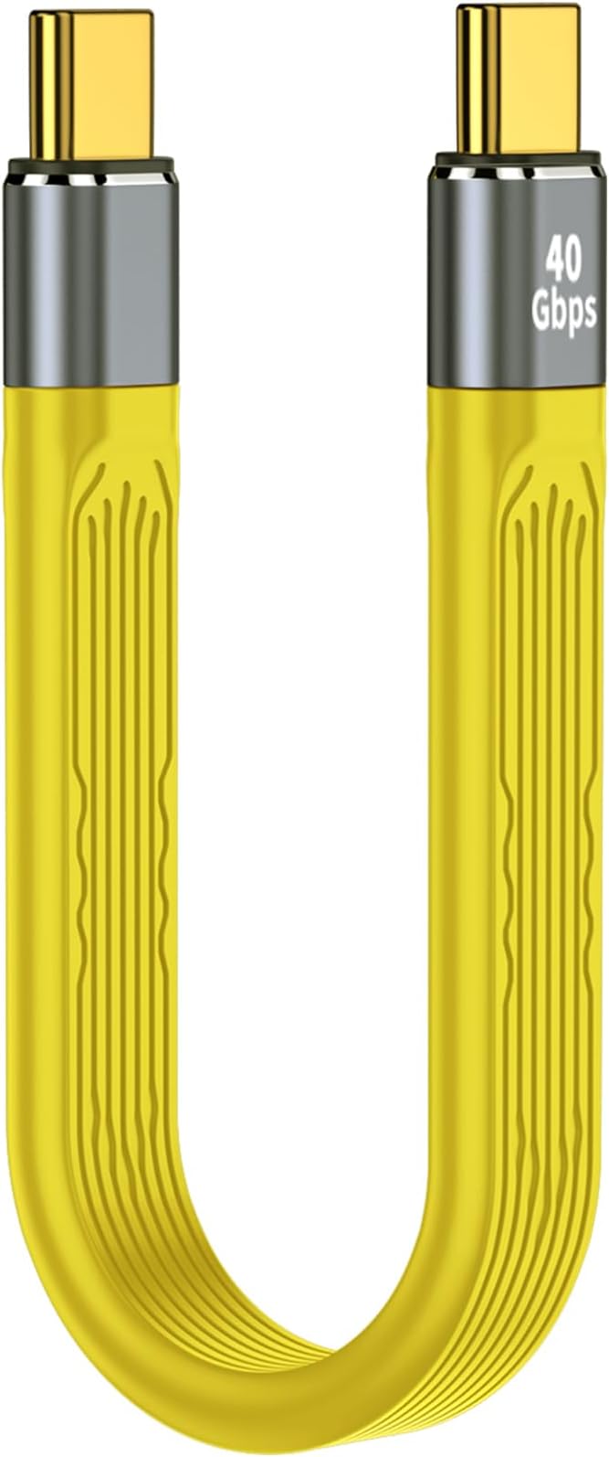 5 Inch Yellow Short Flat USB C Charging Extension Cord – 100W Fast Charger Type C Male to Male Cable, 40Gbps High Speed Data Transfer