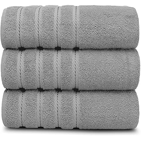 ZZZMRH Luxury Quality 3 Silver Bath towels Set 100% Combed Cotton Bath Towel 650 GSM for Bathroom Highly Absorbent Quick Dry Hotel Quality 3 Silver Bath Towels for Bathroom, Gym, Spa Cover